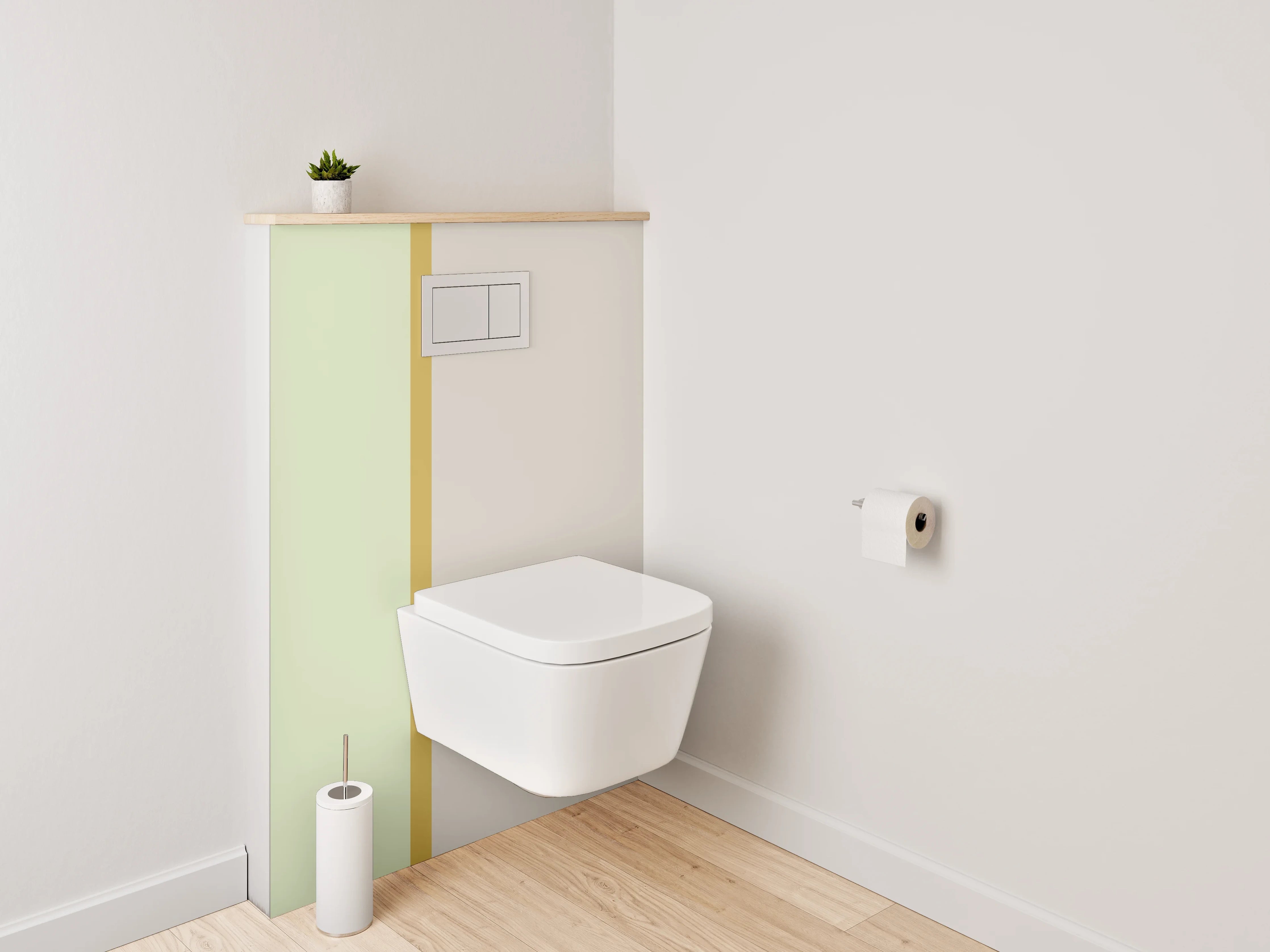 WC-Rückwand - Zweifarbige Minimalismus-Wand Beige Grün