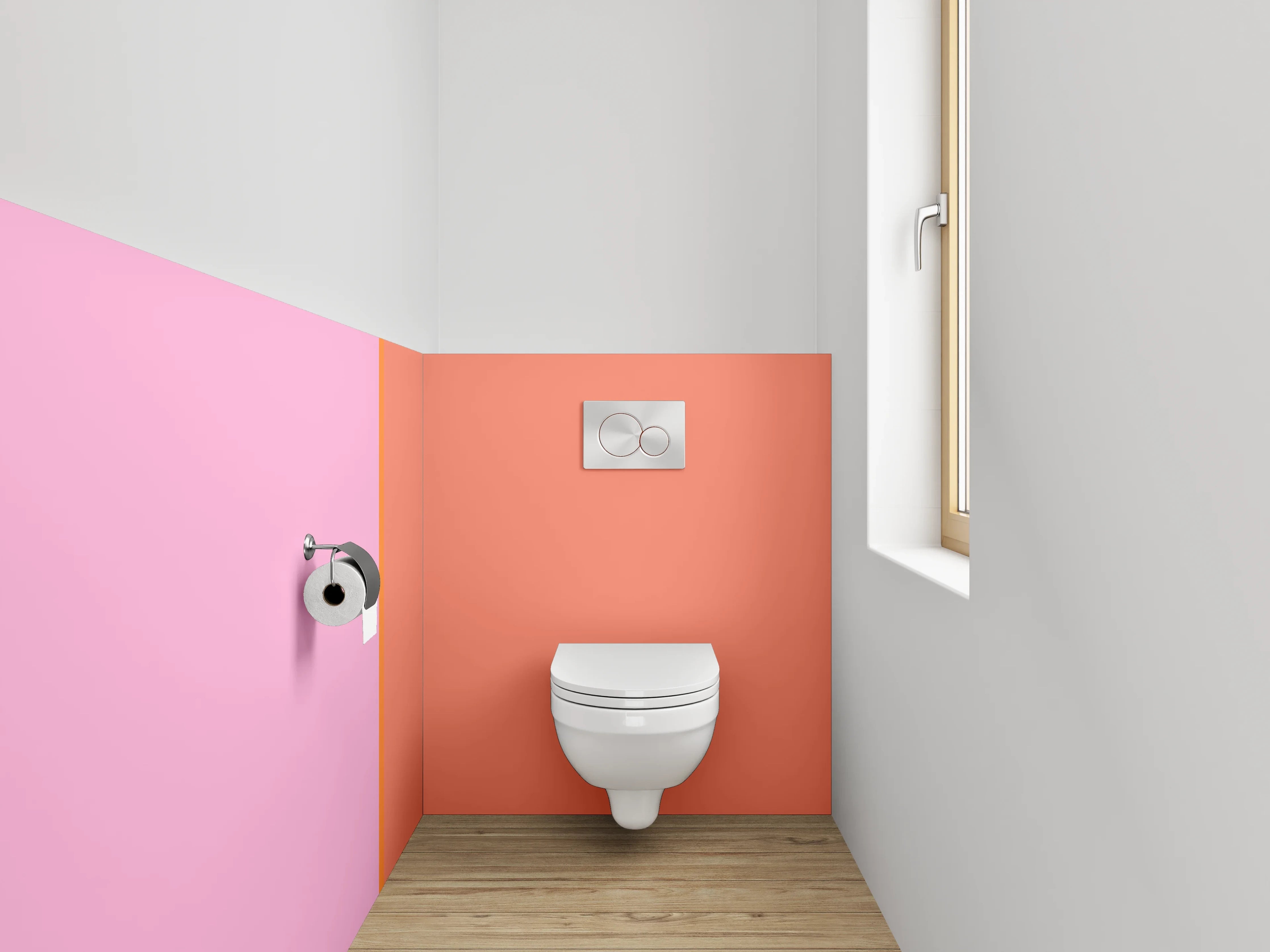 WC-Rückwand - Zweifarbige Rosa-Orange Designwand