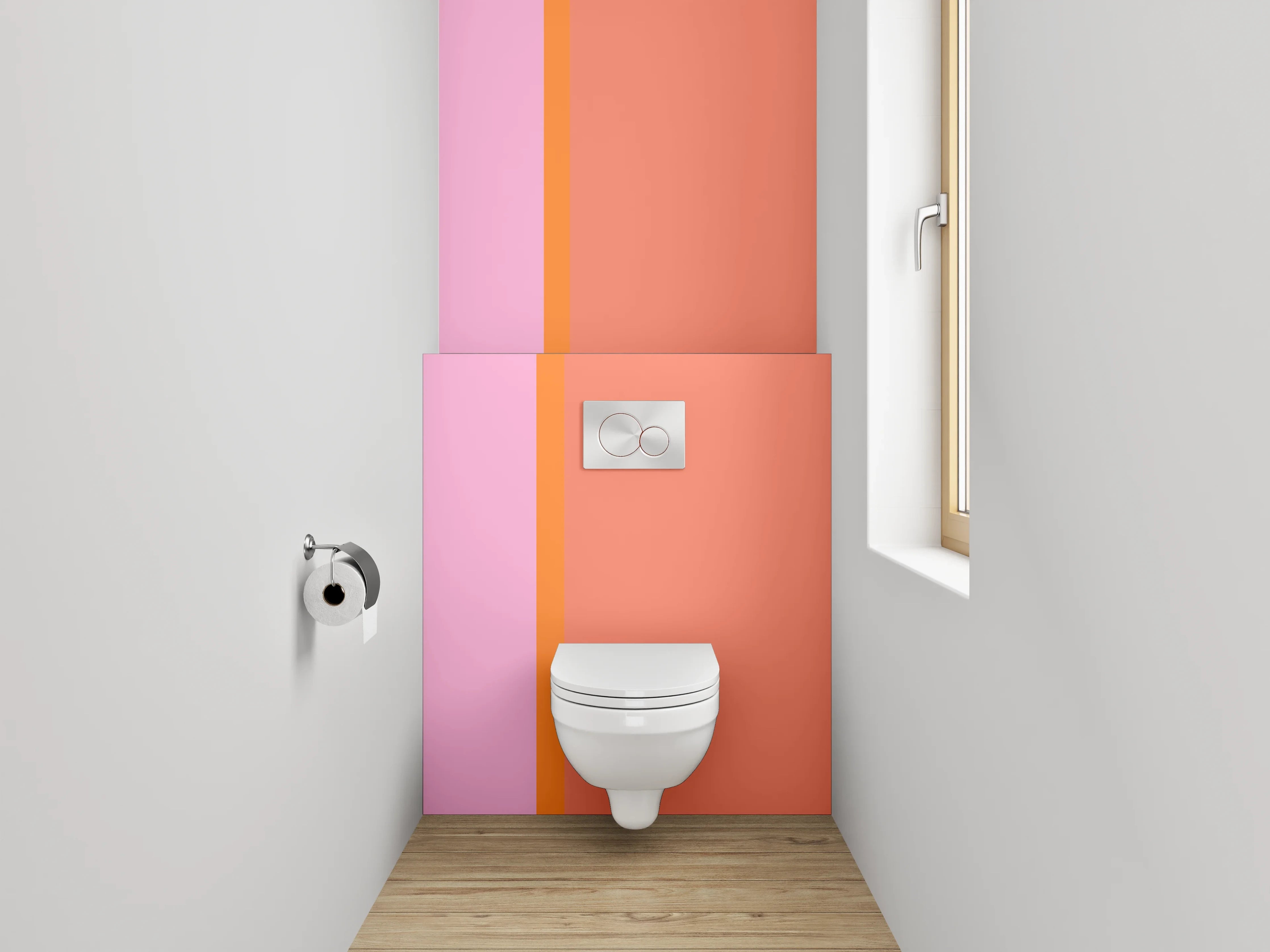 WC-Rückwand - Zweifarbige Rosa-Orange Designwand