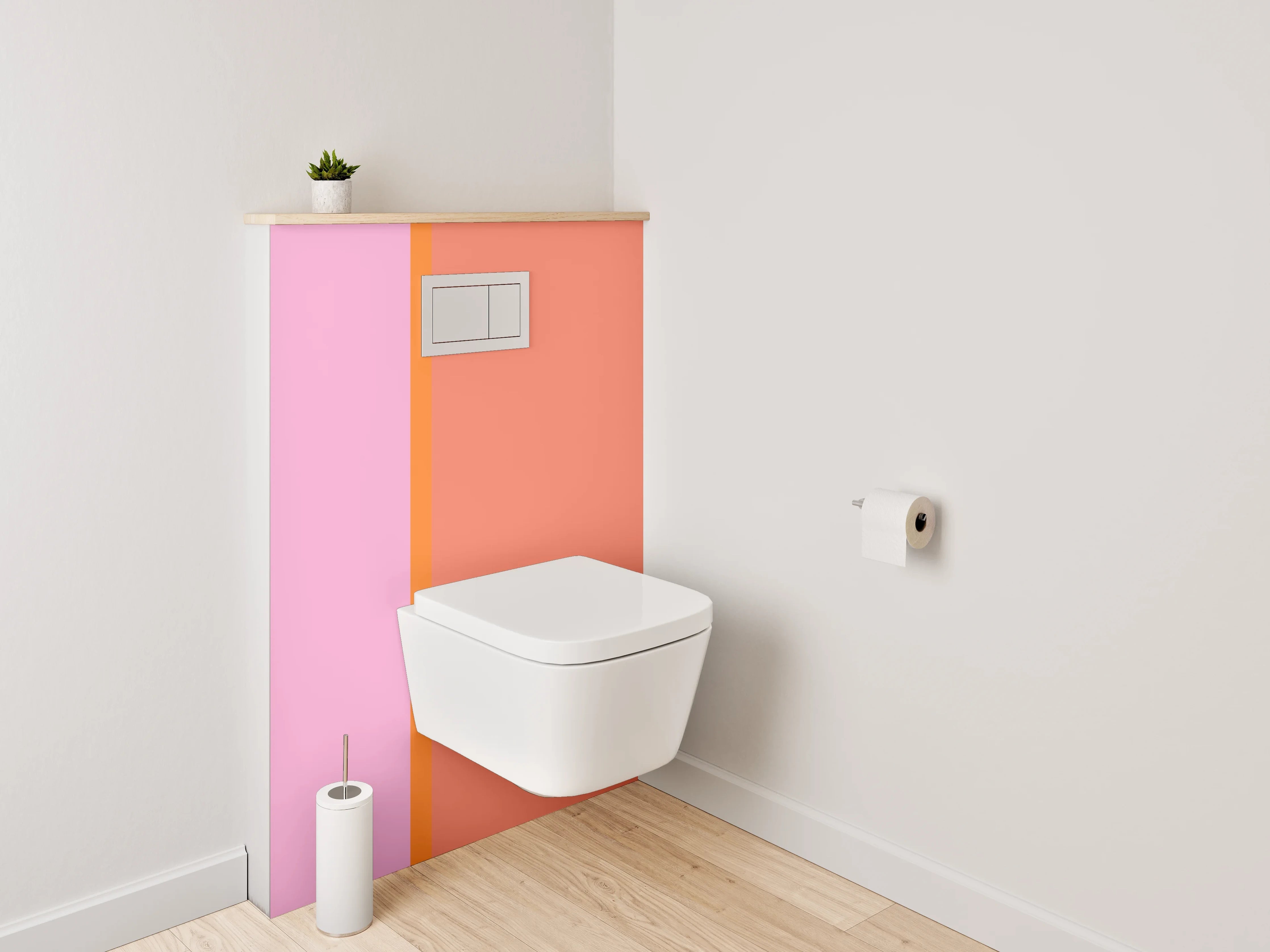 WC-Rückwand - Zweifarbige Rosa-Orange Designwand