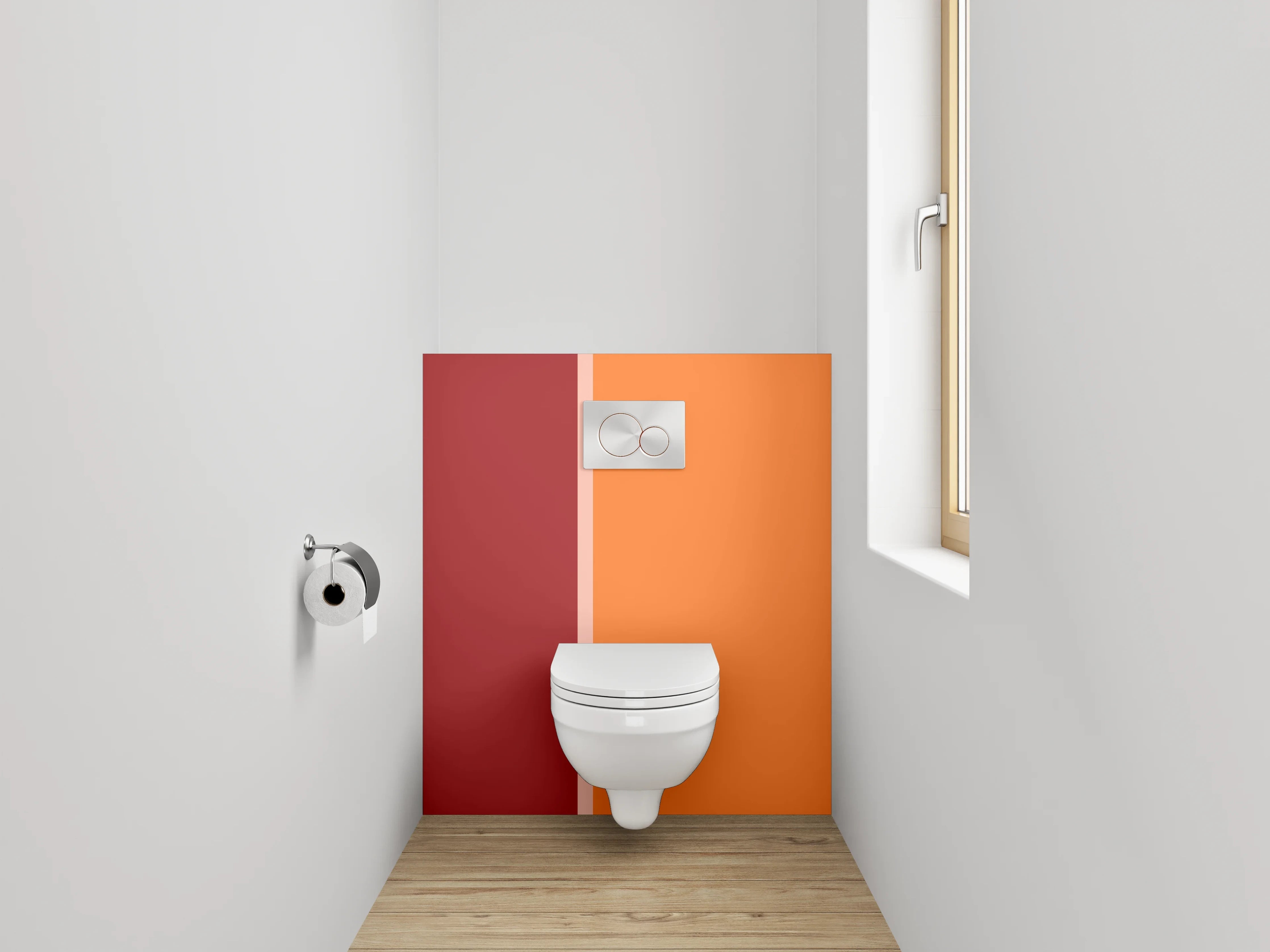 WC-Rückwand - Zweifarbige Uni-Farben in Orange und Rot