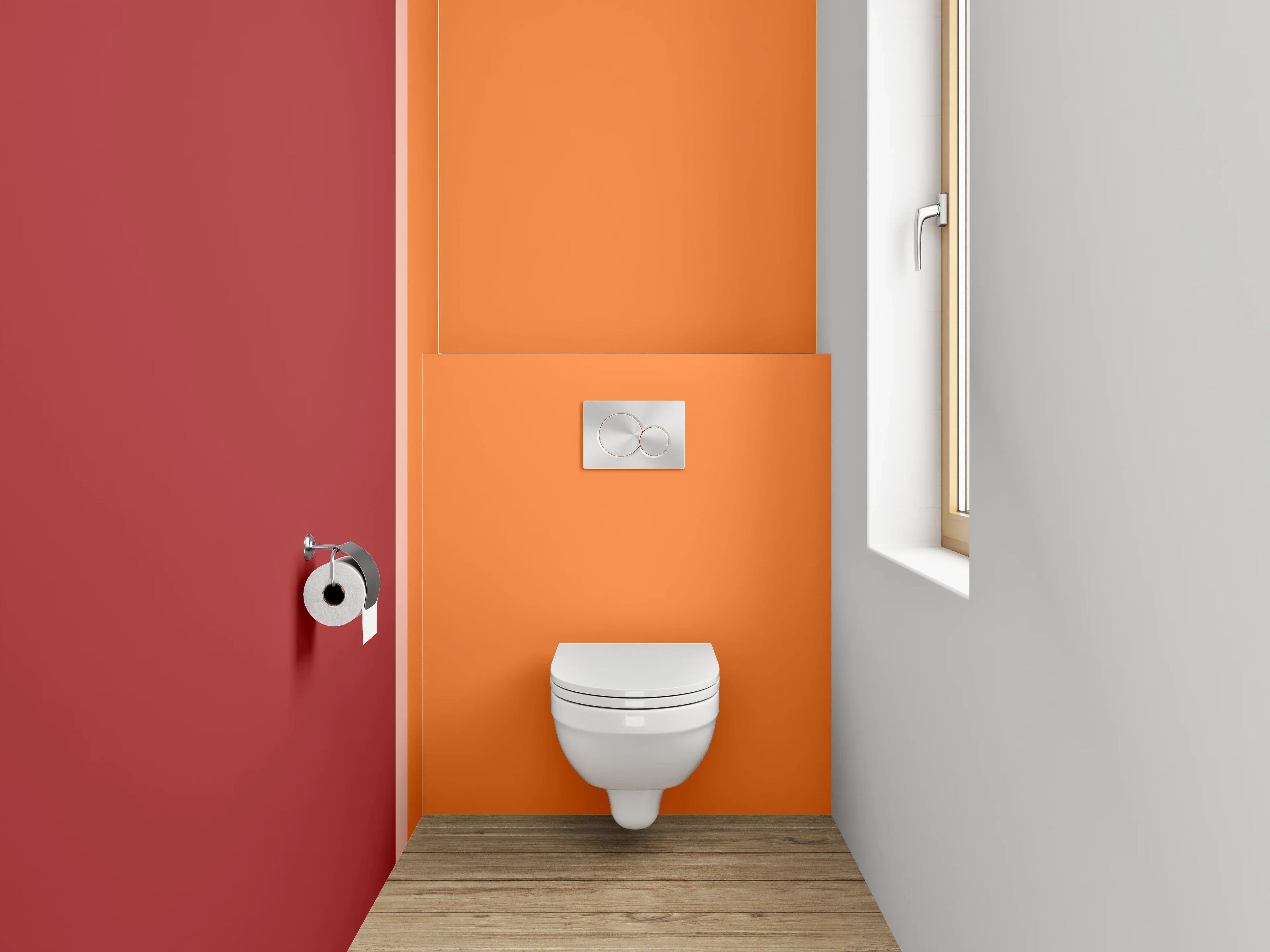 WC-Rückwand - Zweifarbige Uni-Farben in Orange und Rot
