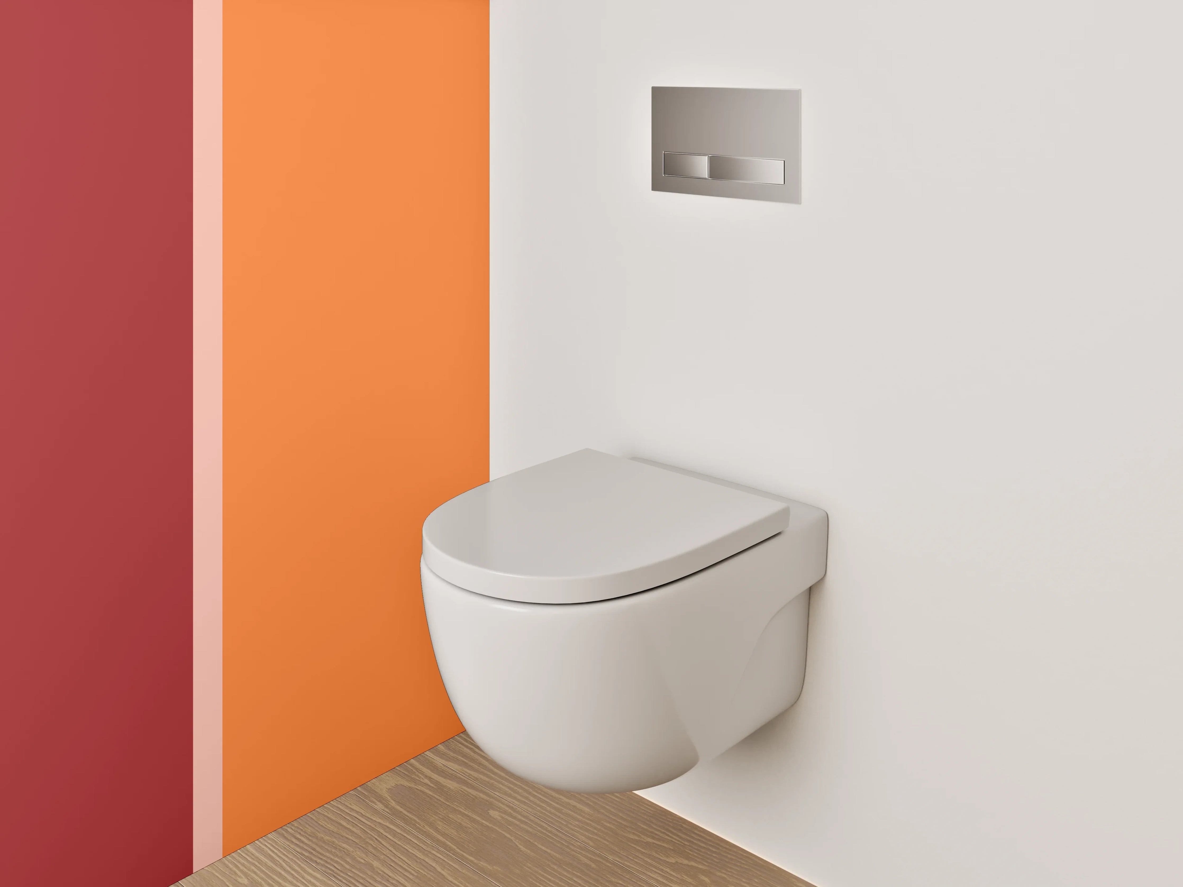 WC-Rückwand - Zweifarbige Uni-Farben in Orange und Rot