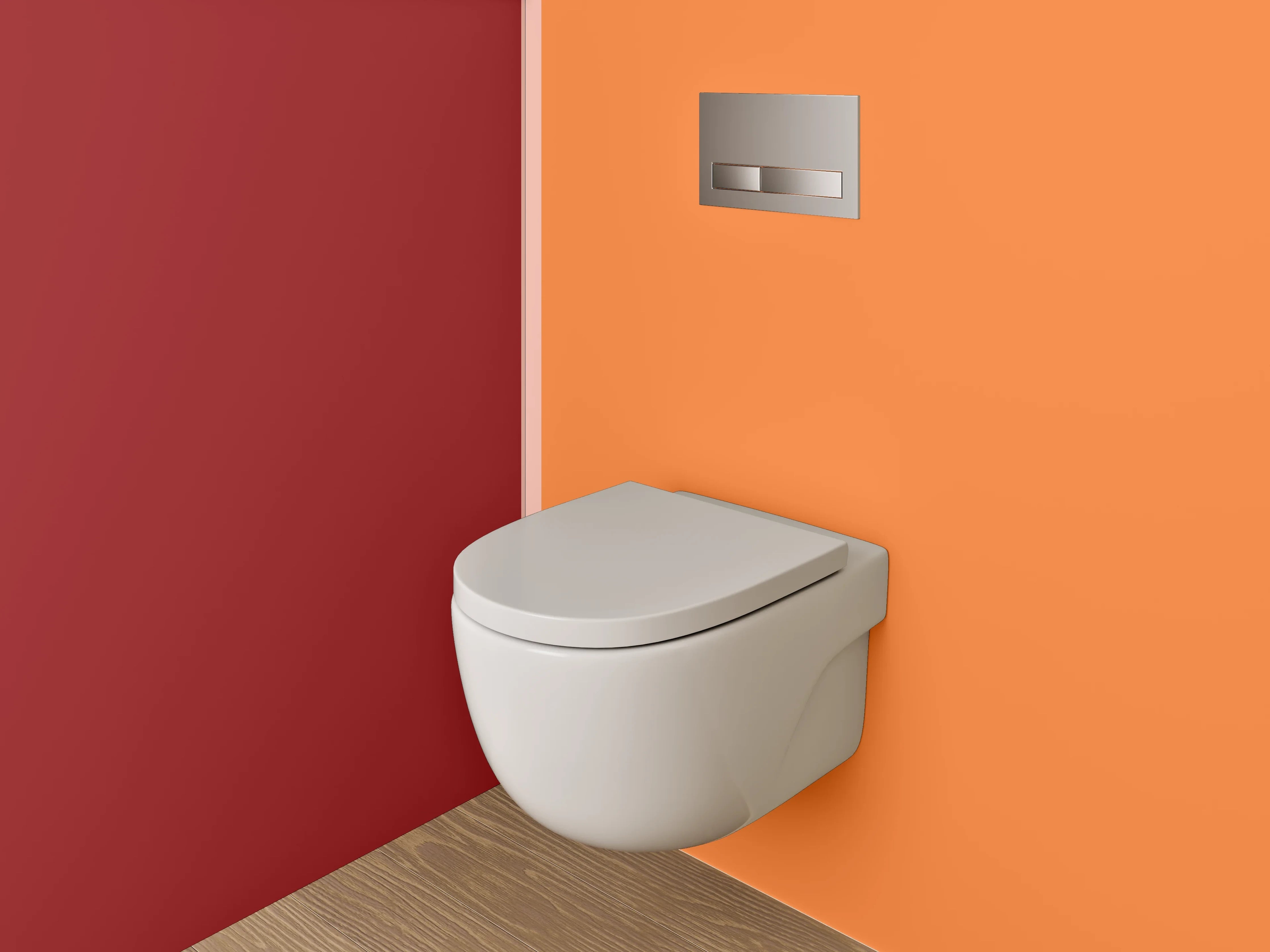 WC-Rückwand - Zweifarbige Uni-Farben in Orange und Rot