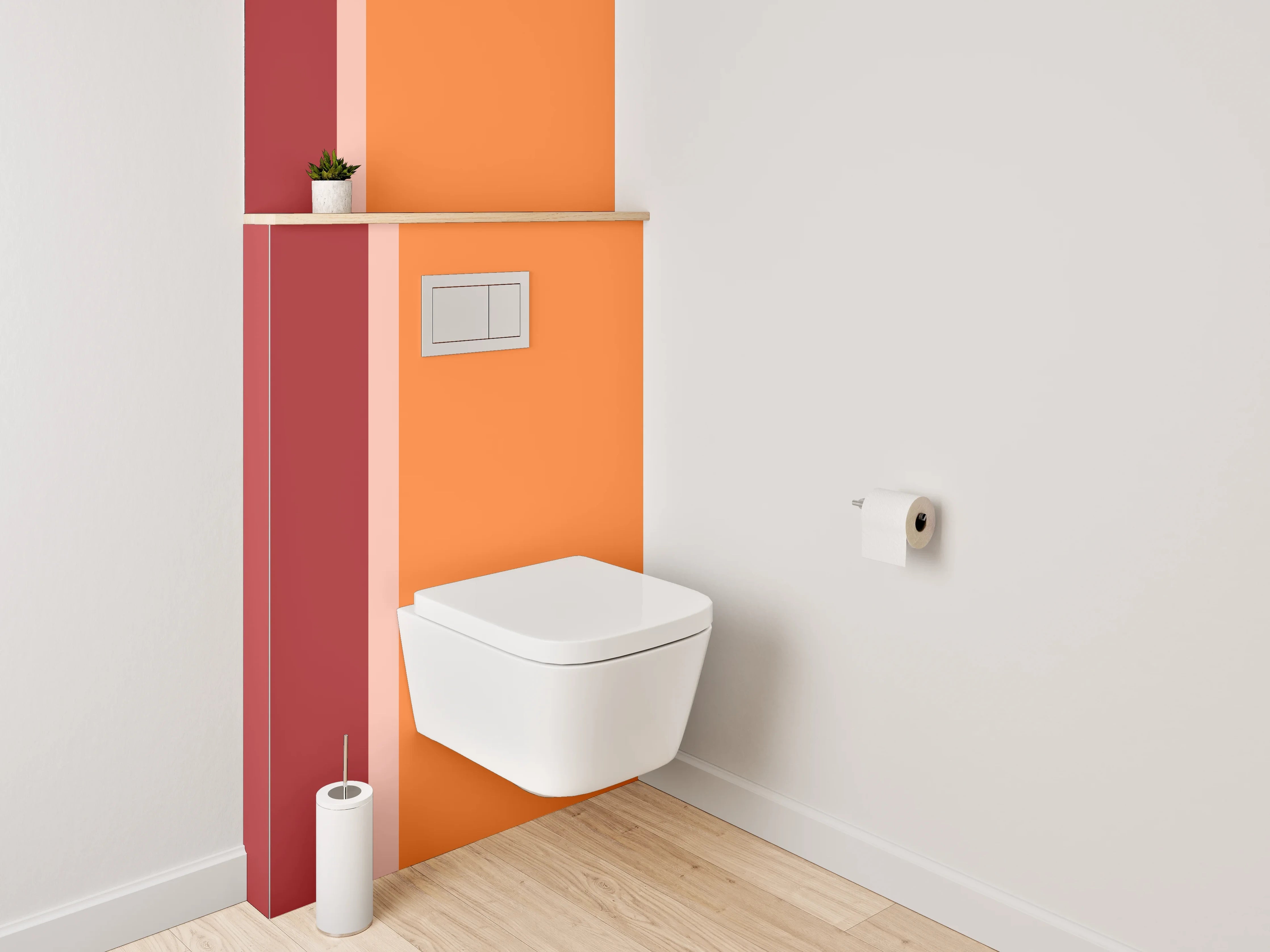 WC-Rückwand - Zweifarbige Uni-Farben in Orange und Rot