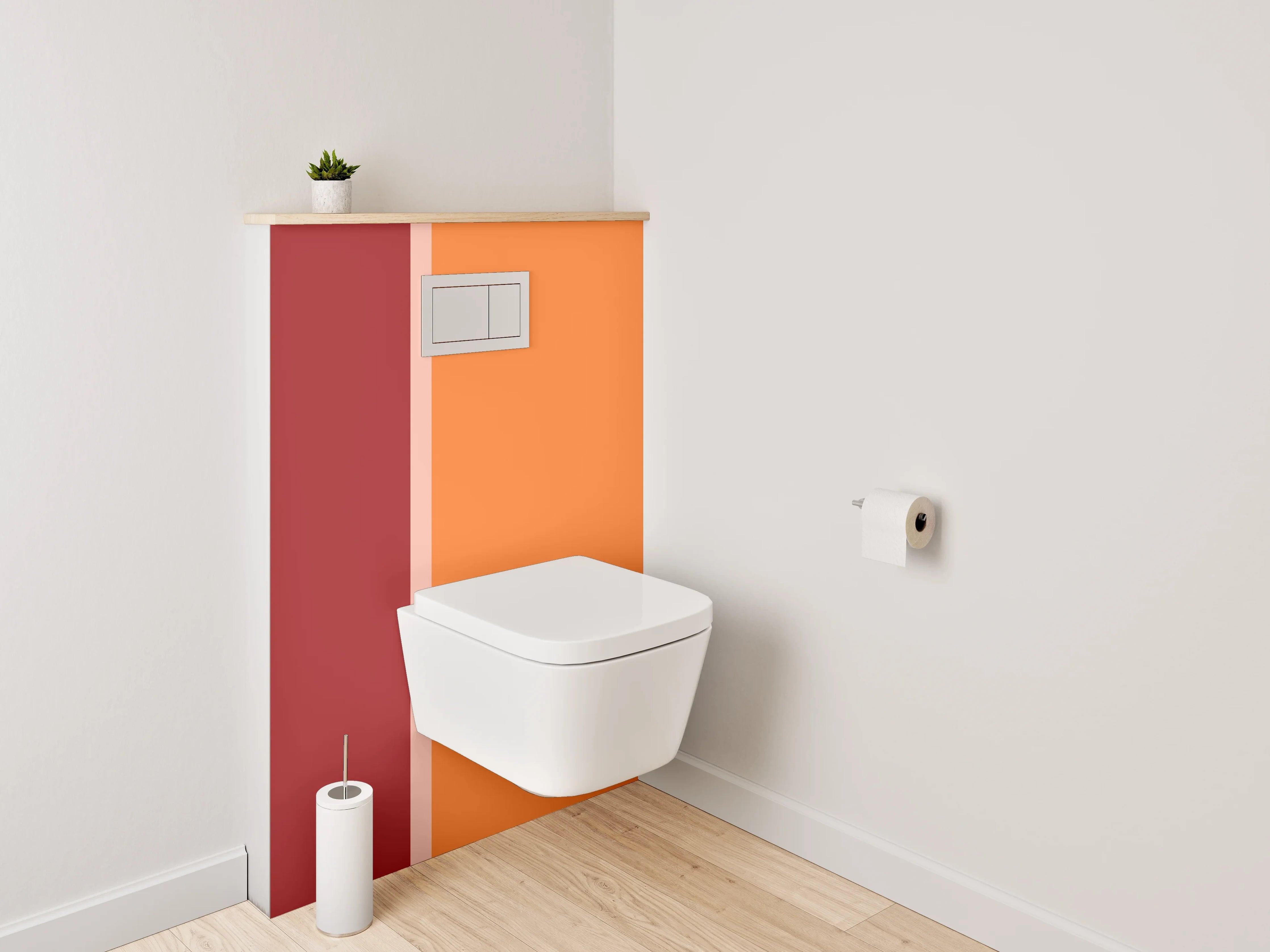 WC-Rückwand - Zweifarbige Uni-Farben in Orange und Rot