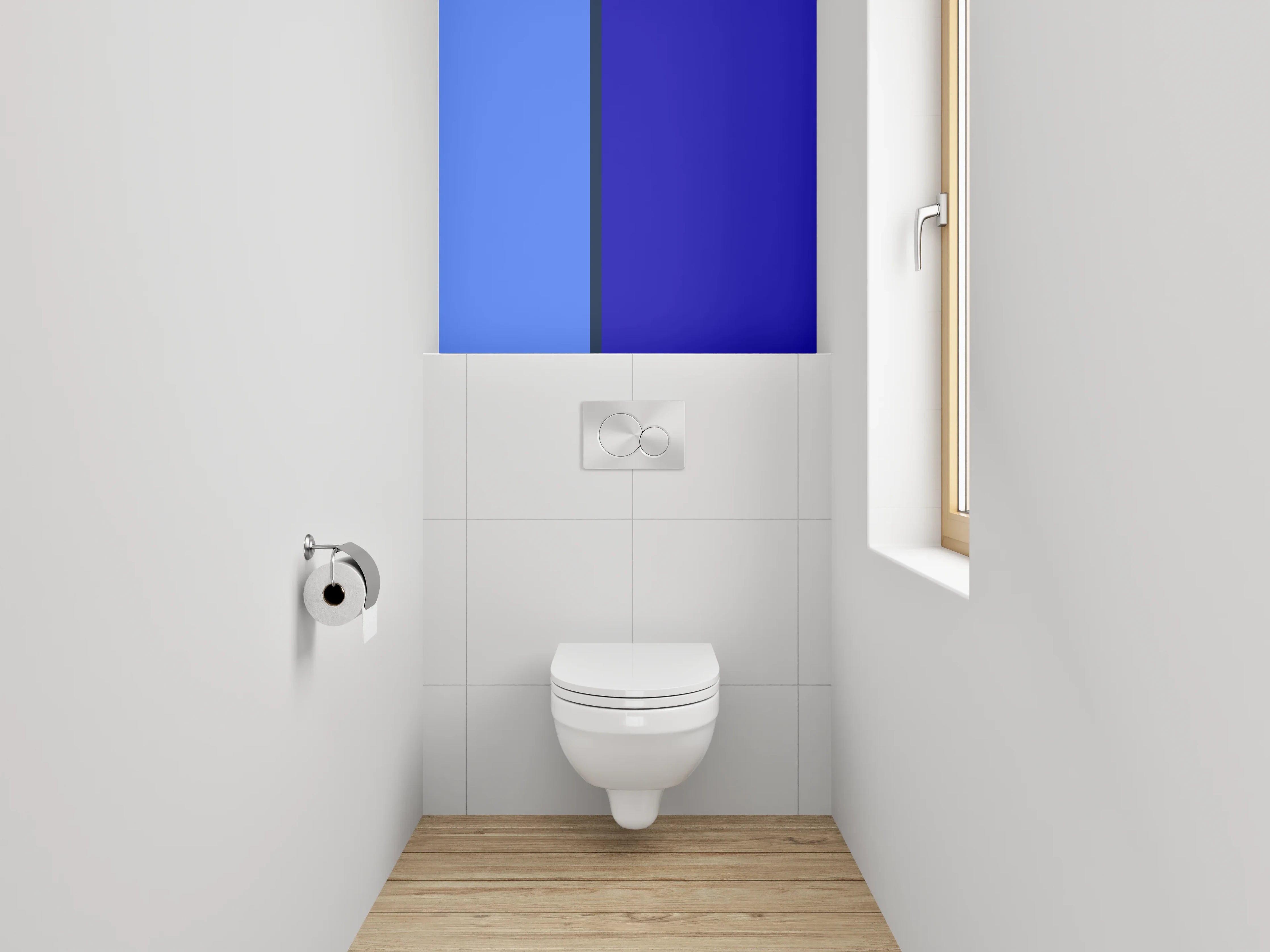 WC-Rückwand - Zweifarbige blaue Streifen – Modern