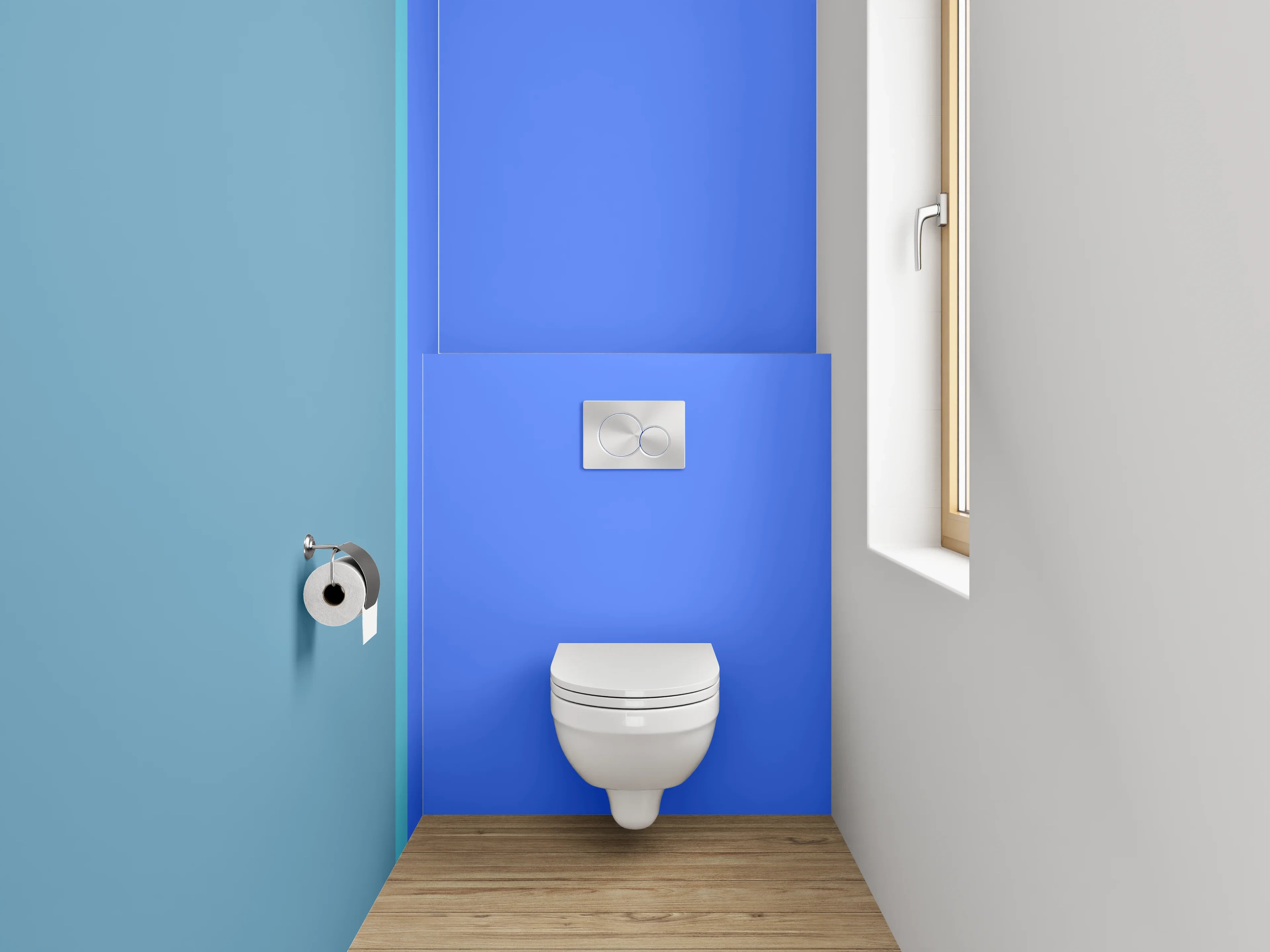 WC-Rückwand - Zweifarbige moderne blau-graue Wand