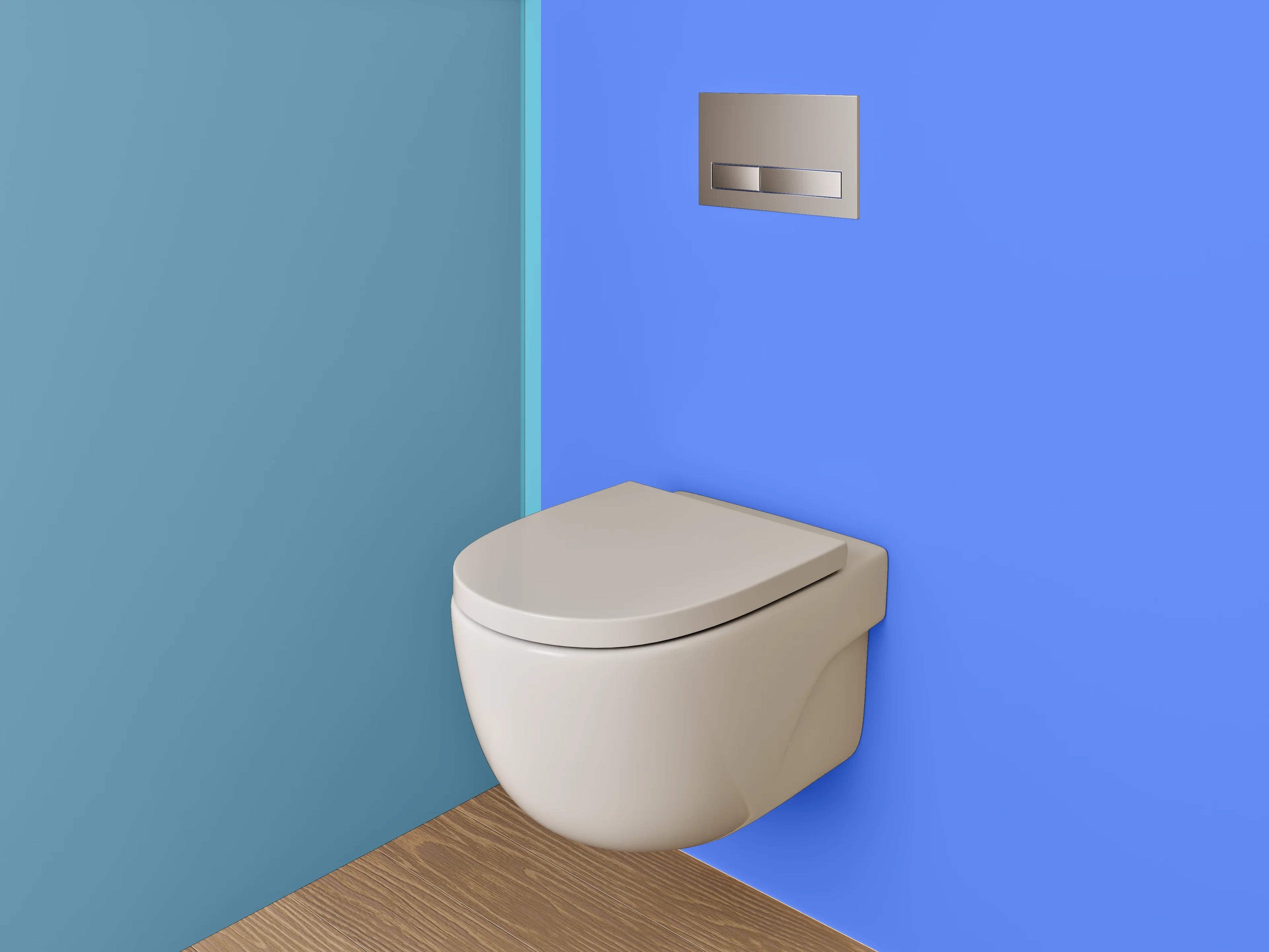 WC-Rückwand - Zweifarbige moderne blau-graue Wand