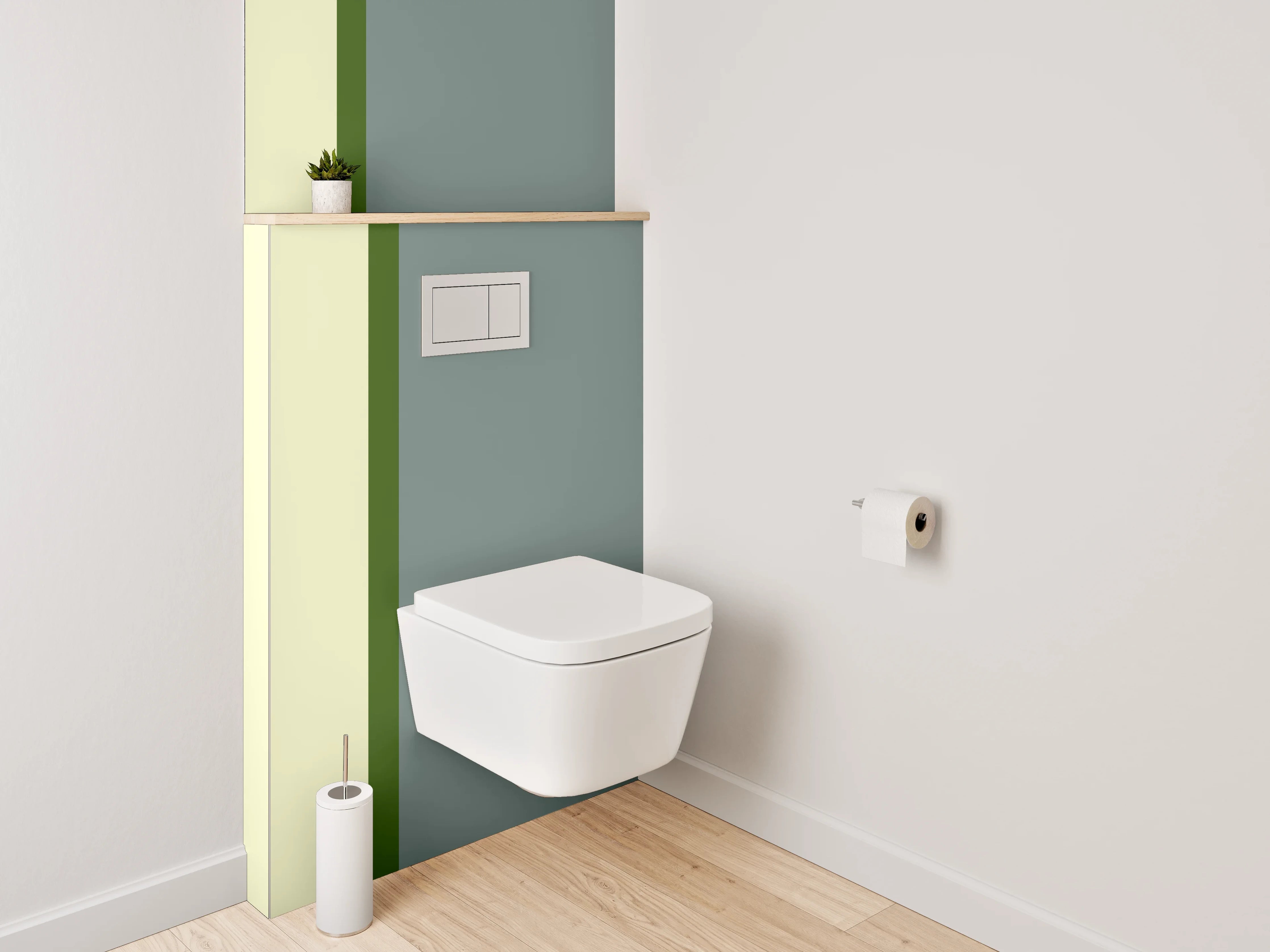 WC-Rückwand - Zweiteilige Farbfeld-Abstraktion Grau-Beige