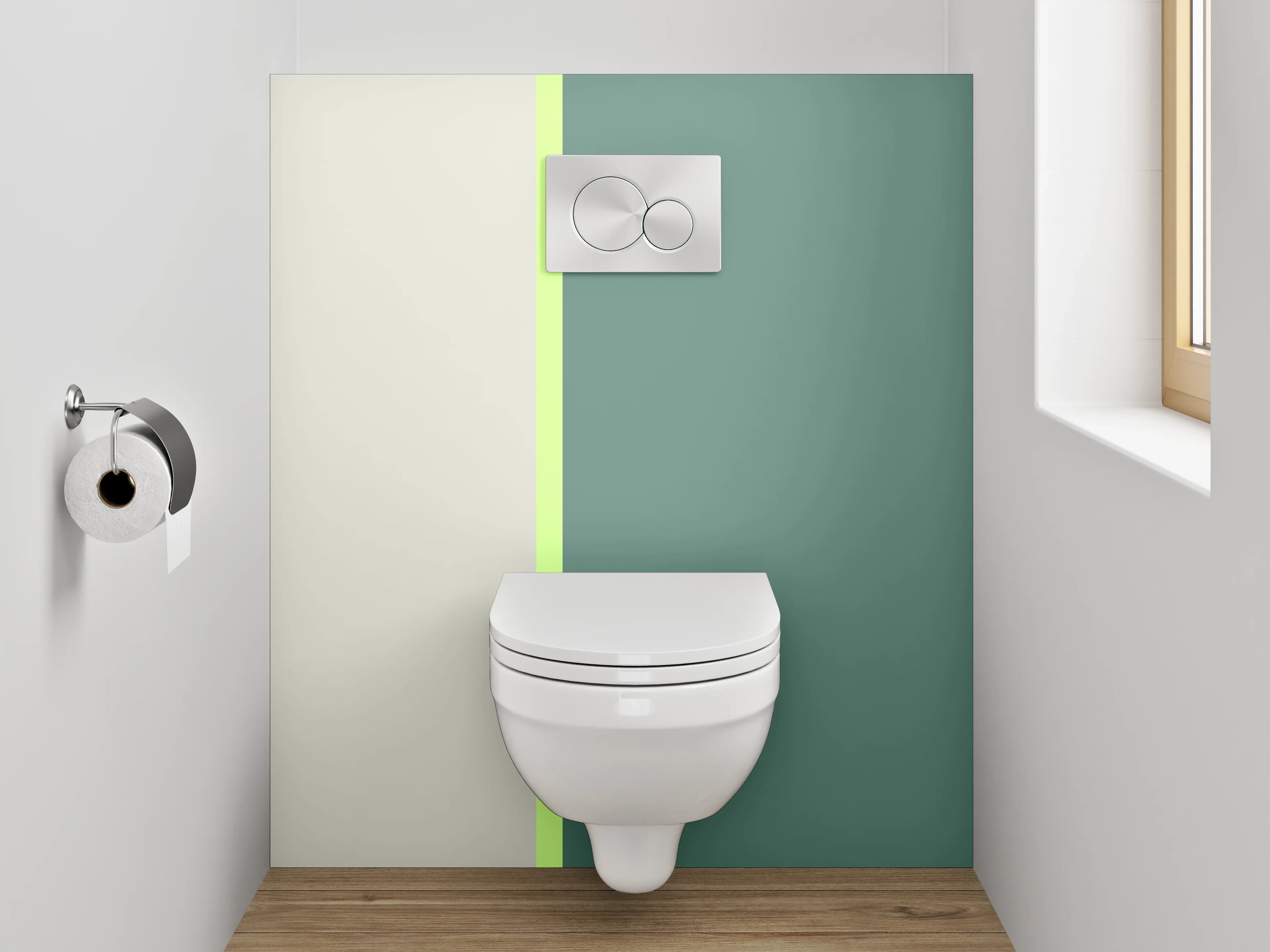 WC-Rückwand - Zweiteilige moderne Farbabtrennung
