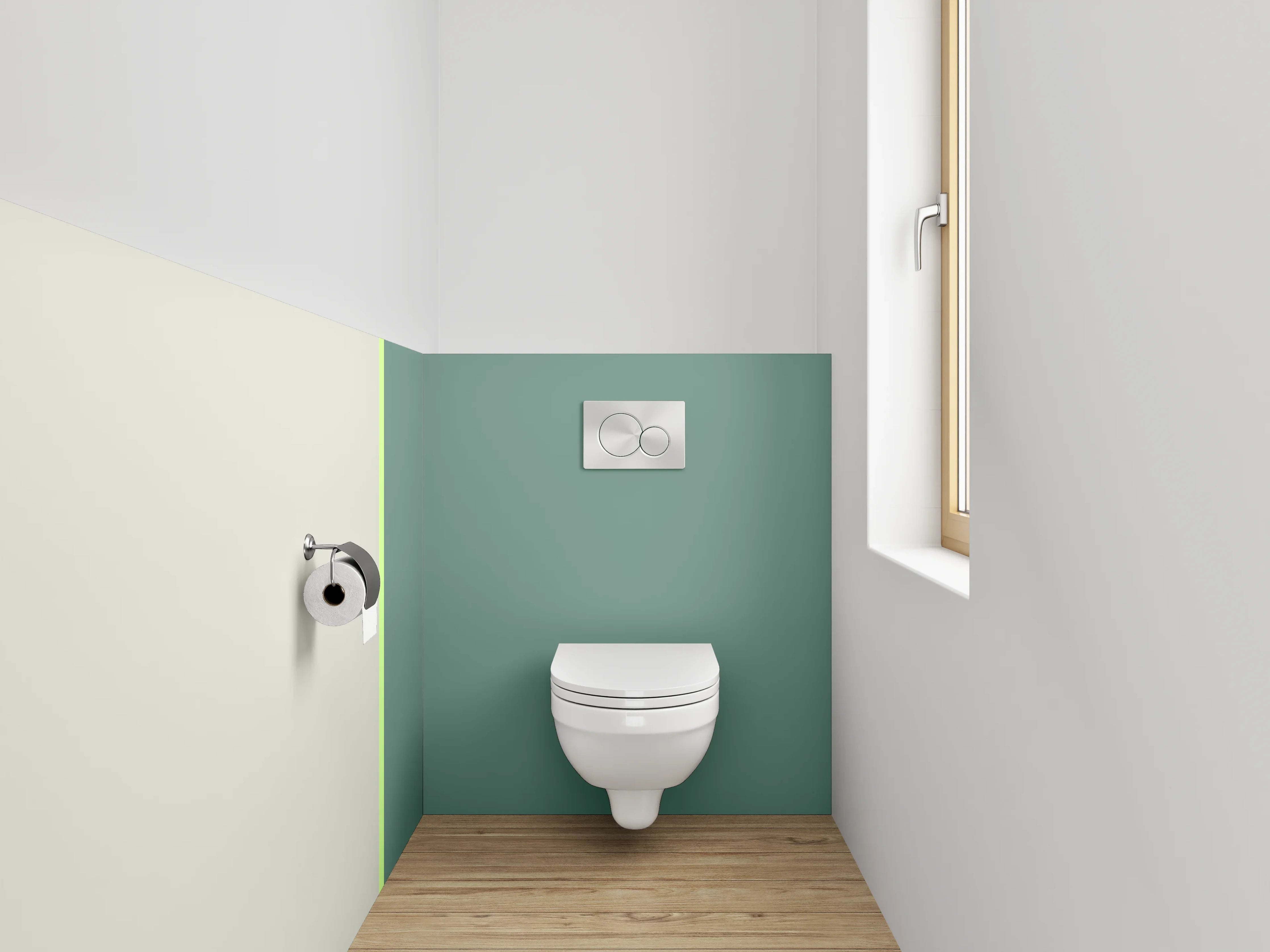 WC-Rückwand - Zweiteilige moderne Farbabtrennung