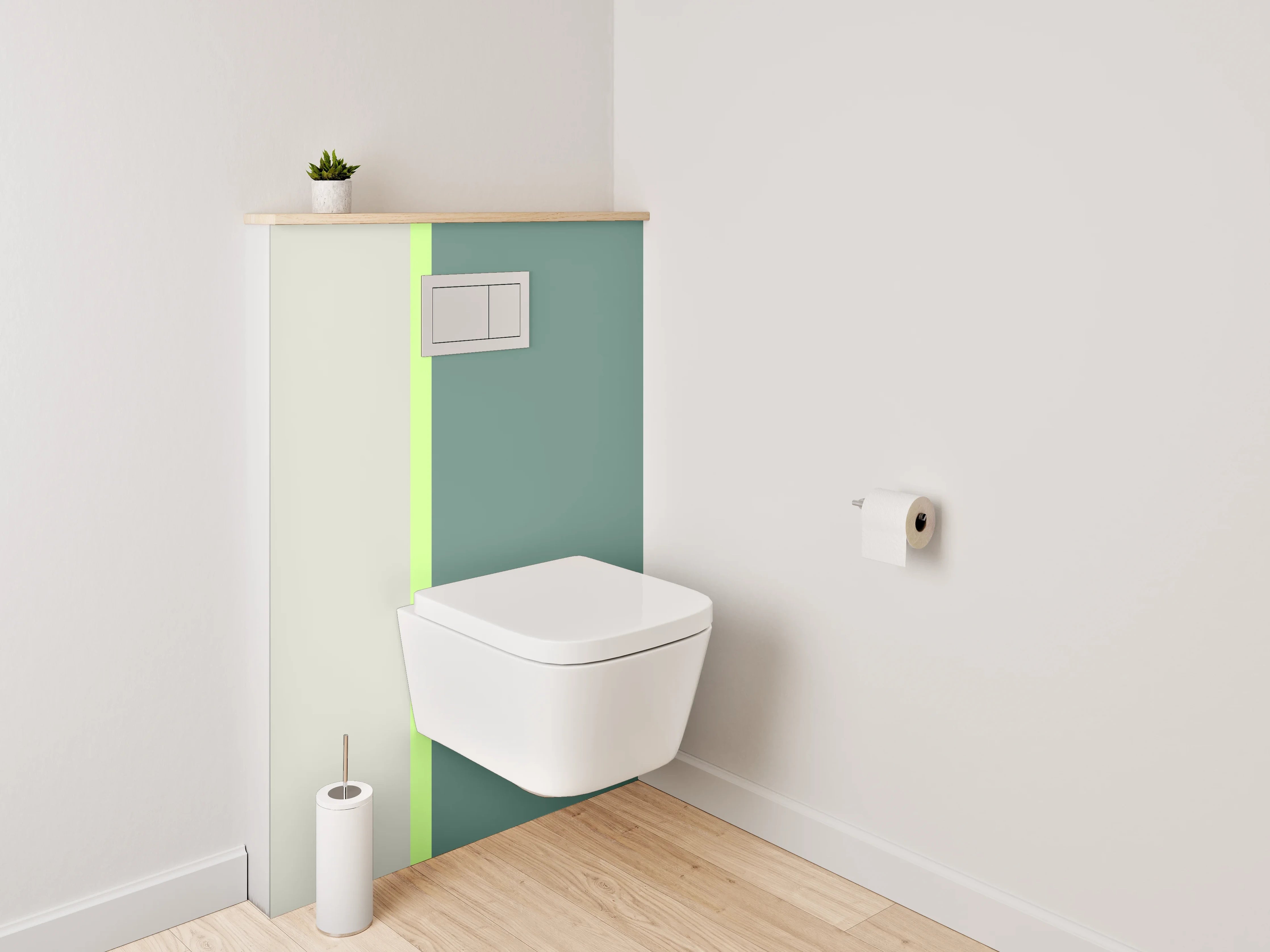 WC-Rückwand - Zweiteilige moderne Farbabtrennung