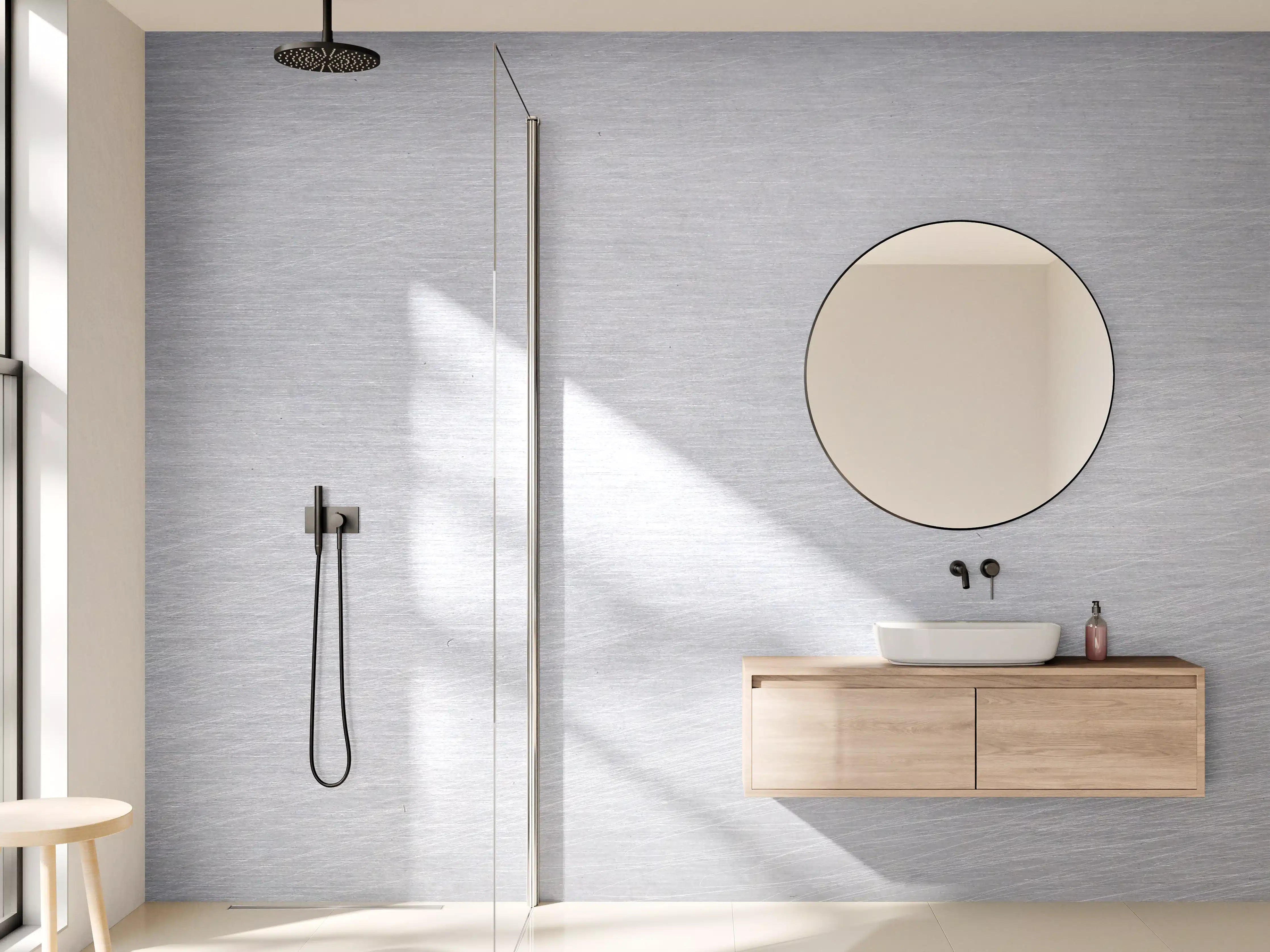 Wandverkleidung Bad - Gebürsteter Stahl