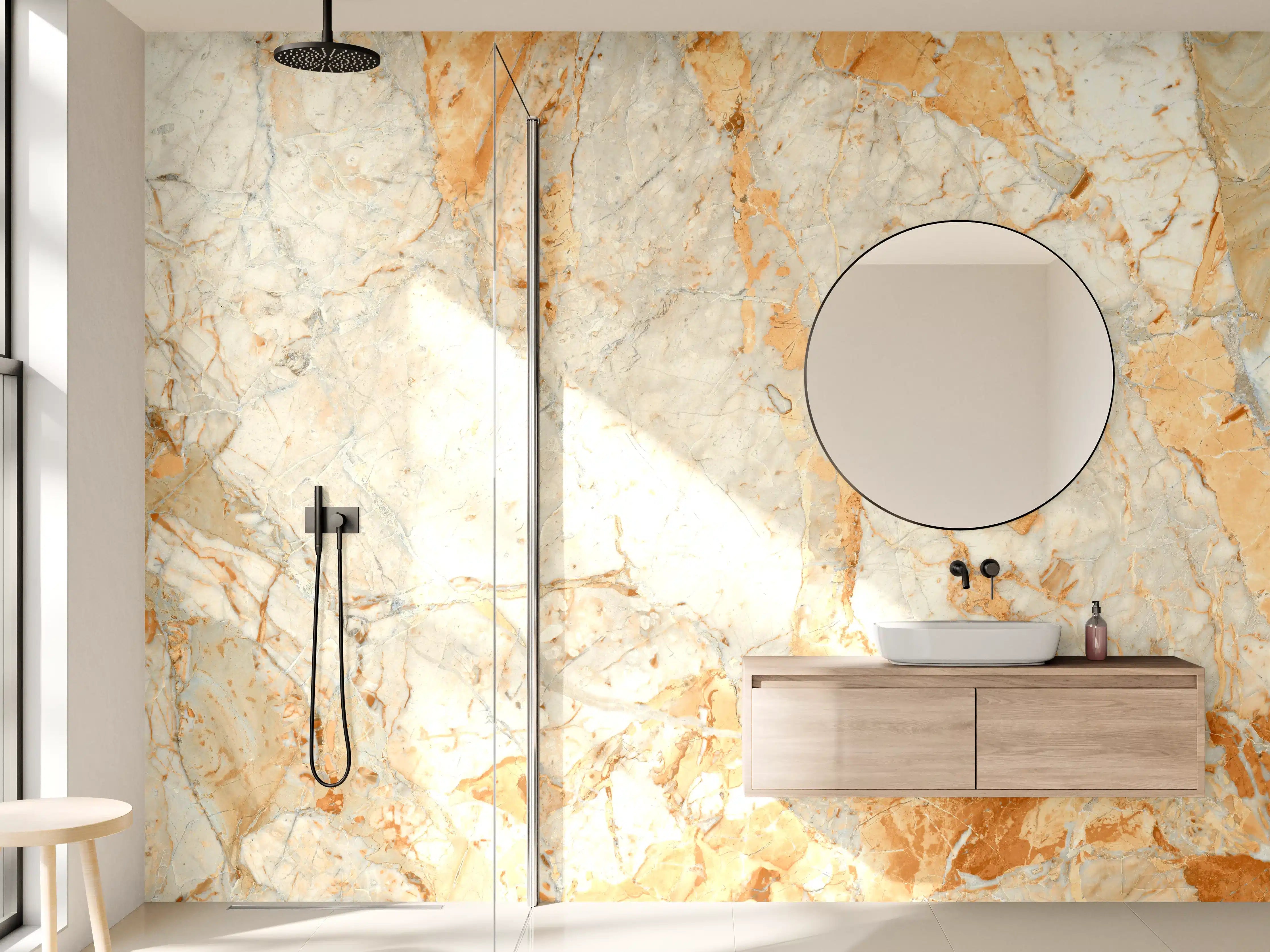 Wandverkleidung Bad - Rötlich-beiger Marmor