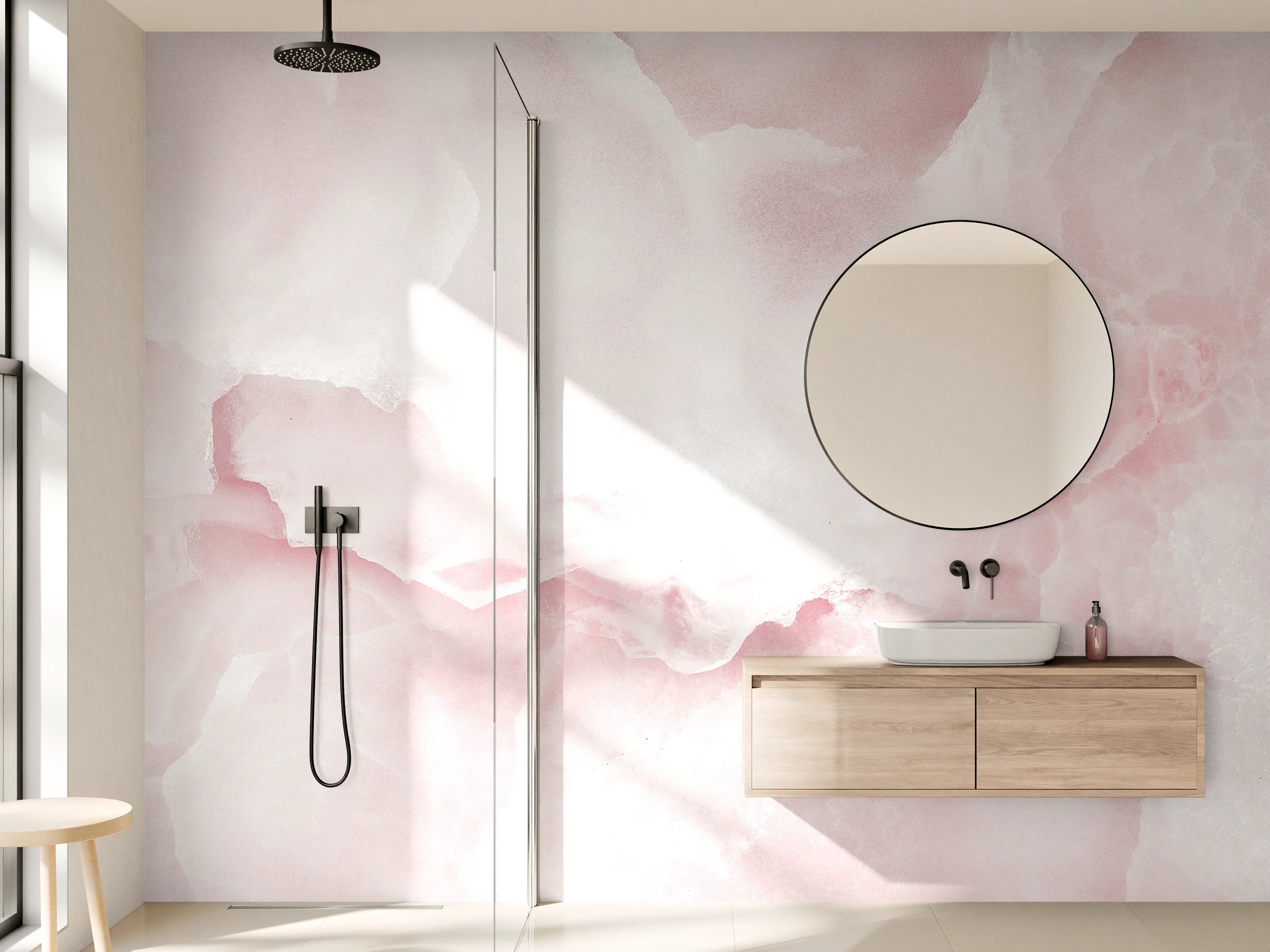 Wandverkleidung Bad - Rosa Emperador Onyx Marmor