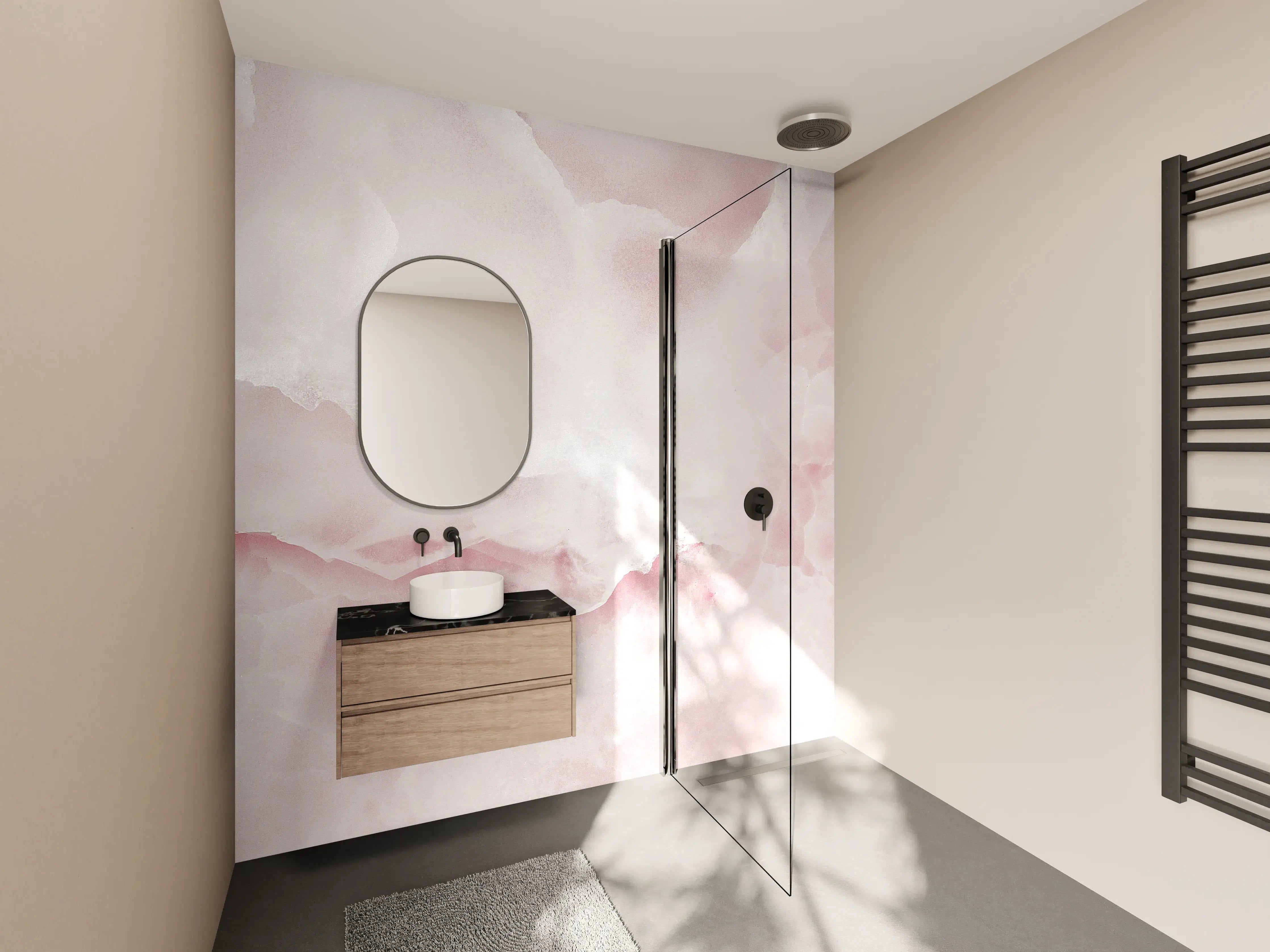 Wandverkleidung Bad - Rosa Emperador Onyx Marmor