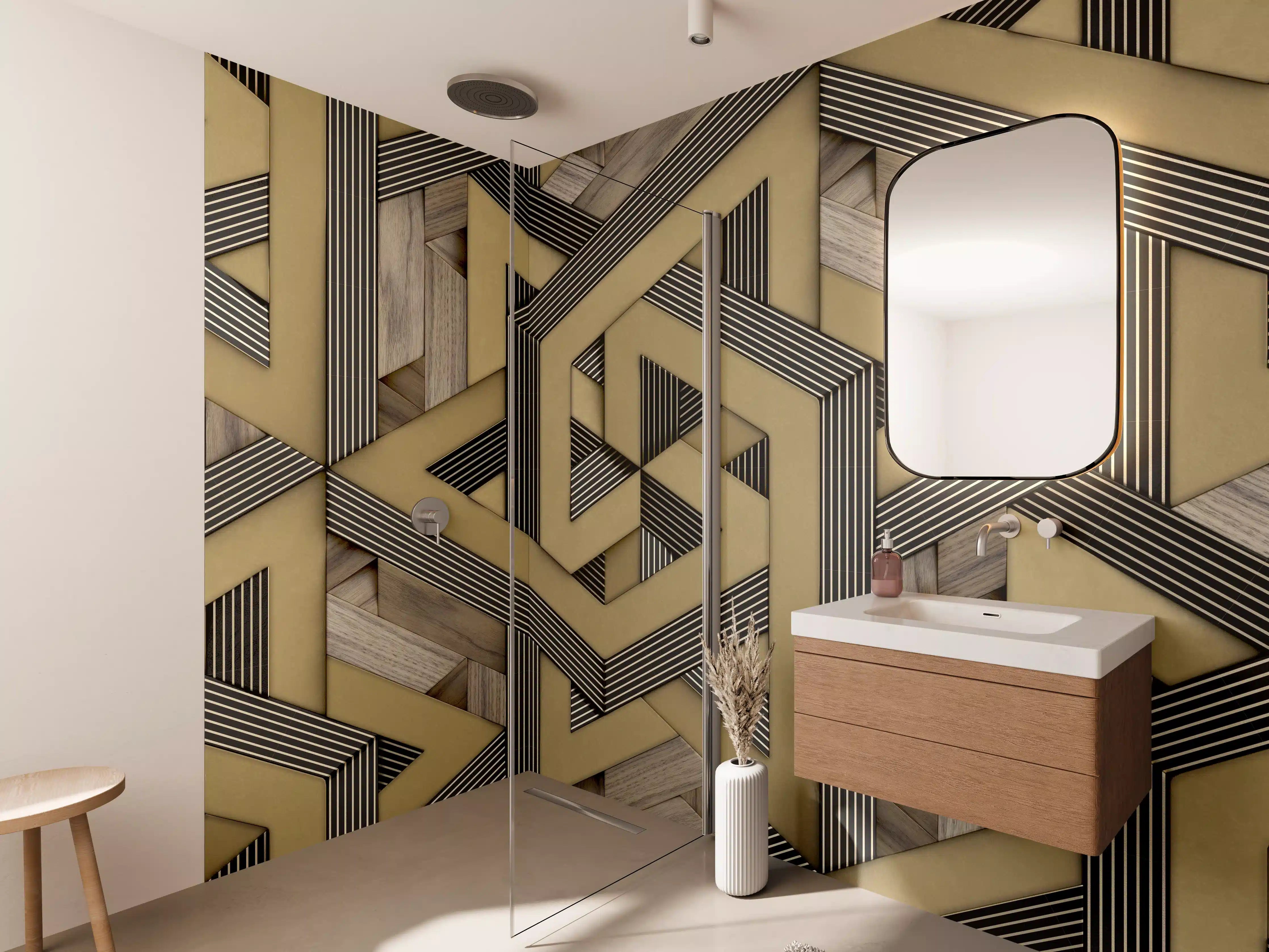 Wandverkleidung Bad - 3D- Tapeten Muster - Mosaik