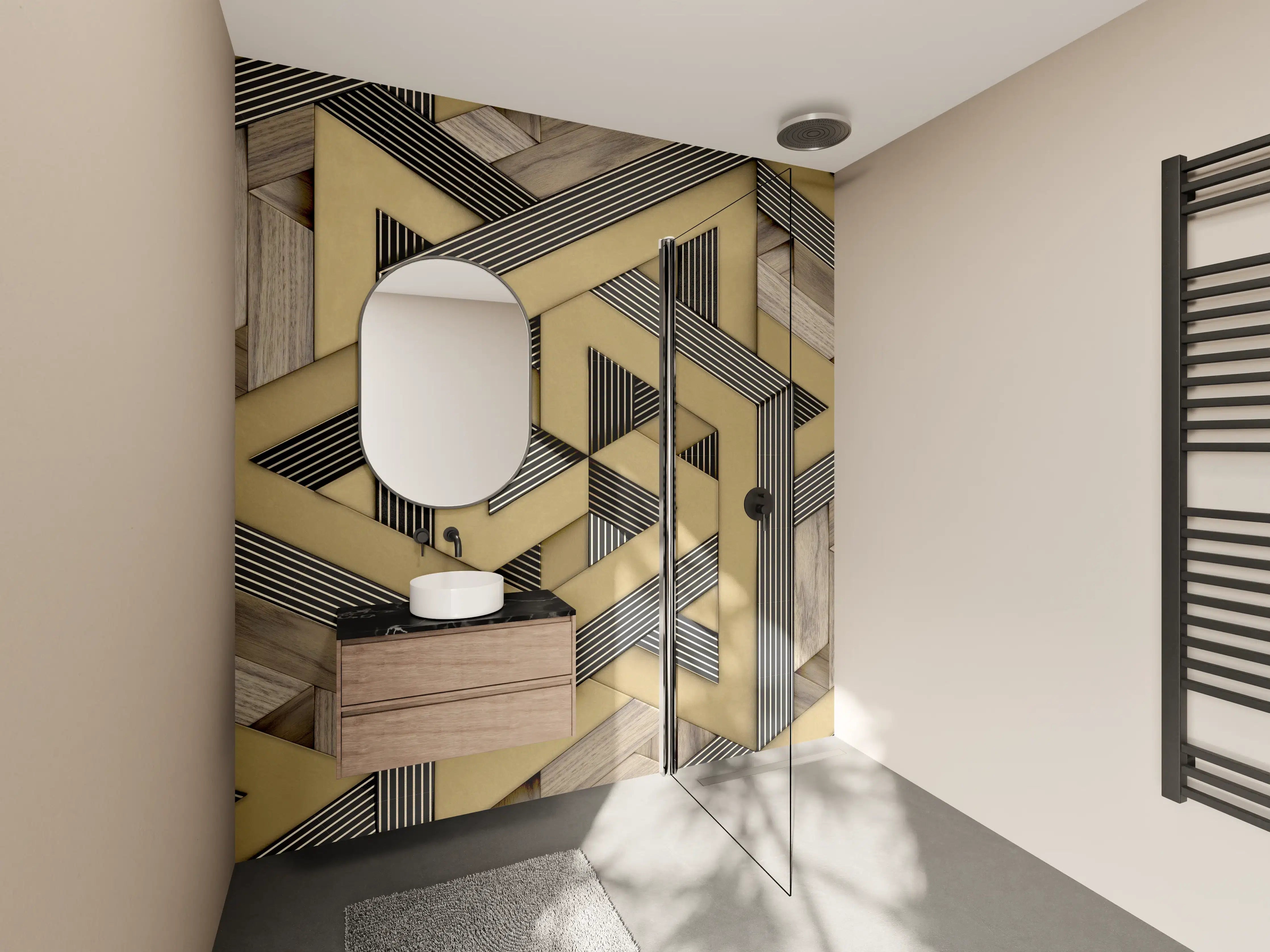 Wandverkleidung Bad - 3D- Tapeten Muster - Mosaik