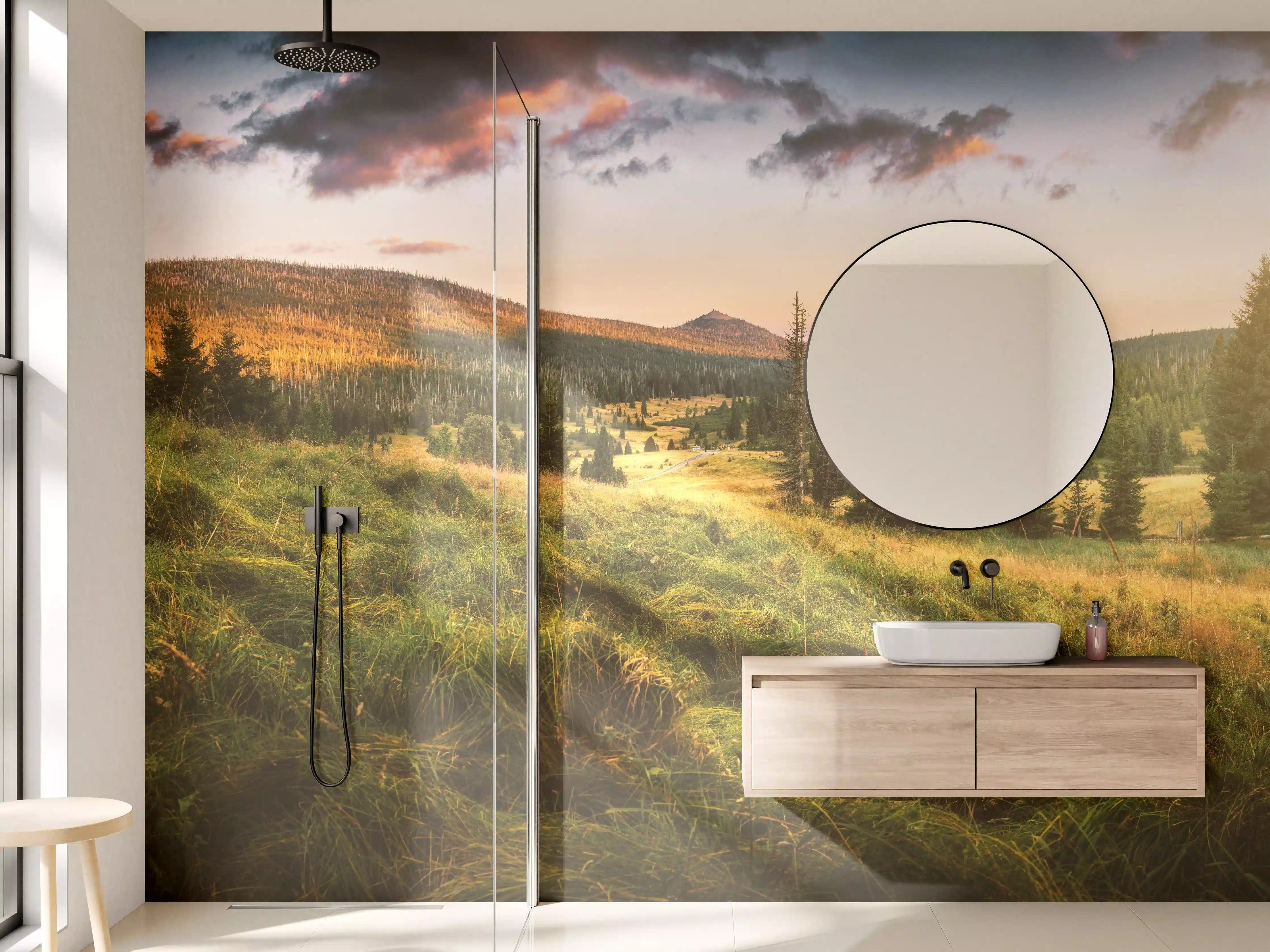 Wandverkleidung Bad - Abendlicher Berg Luzný - Tschechien