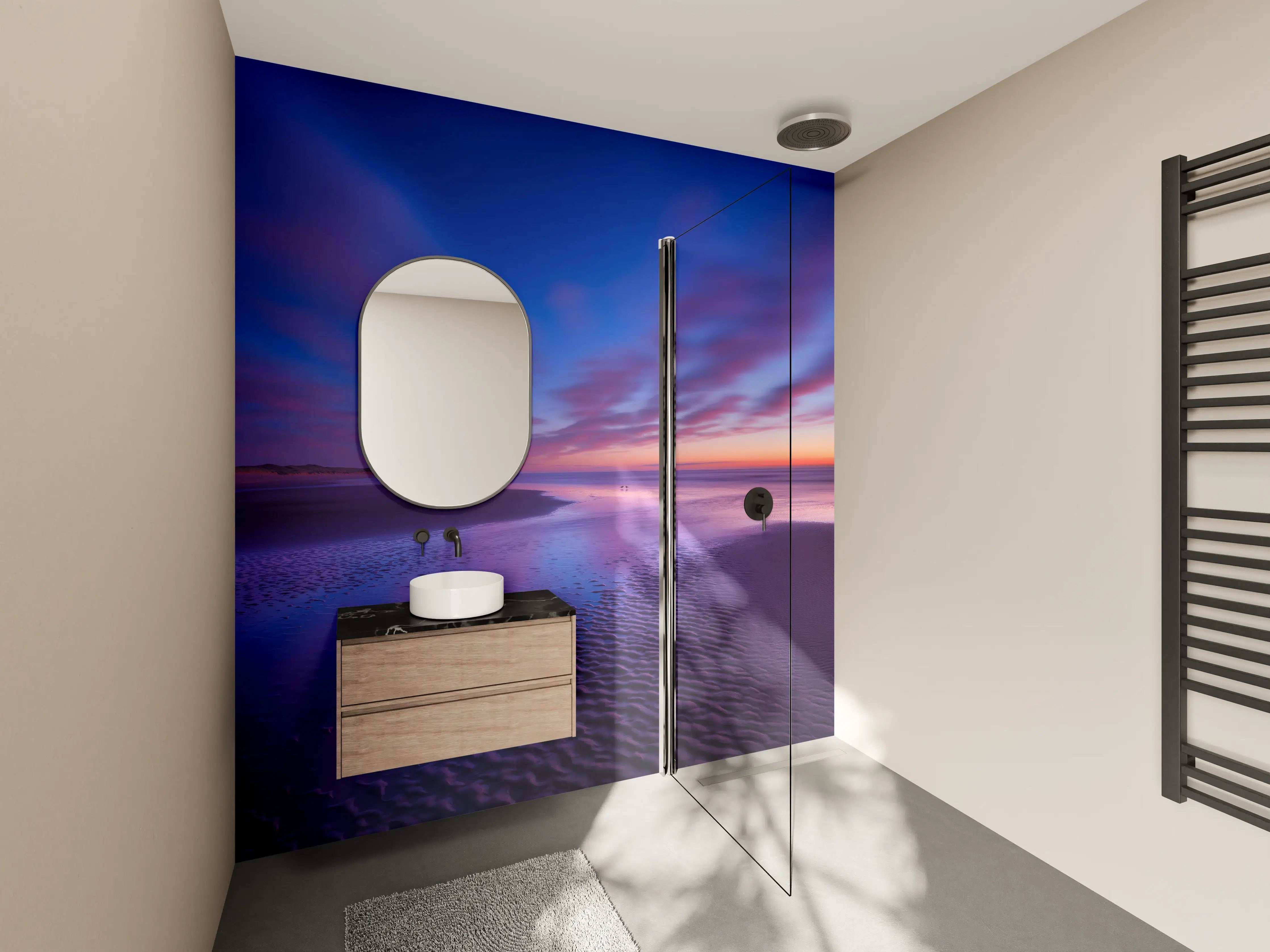 Wandverkleidung Bad - Abendlicher Strand bei Sonnenuntergang