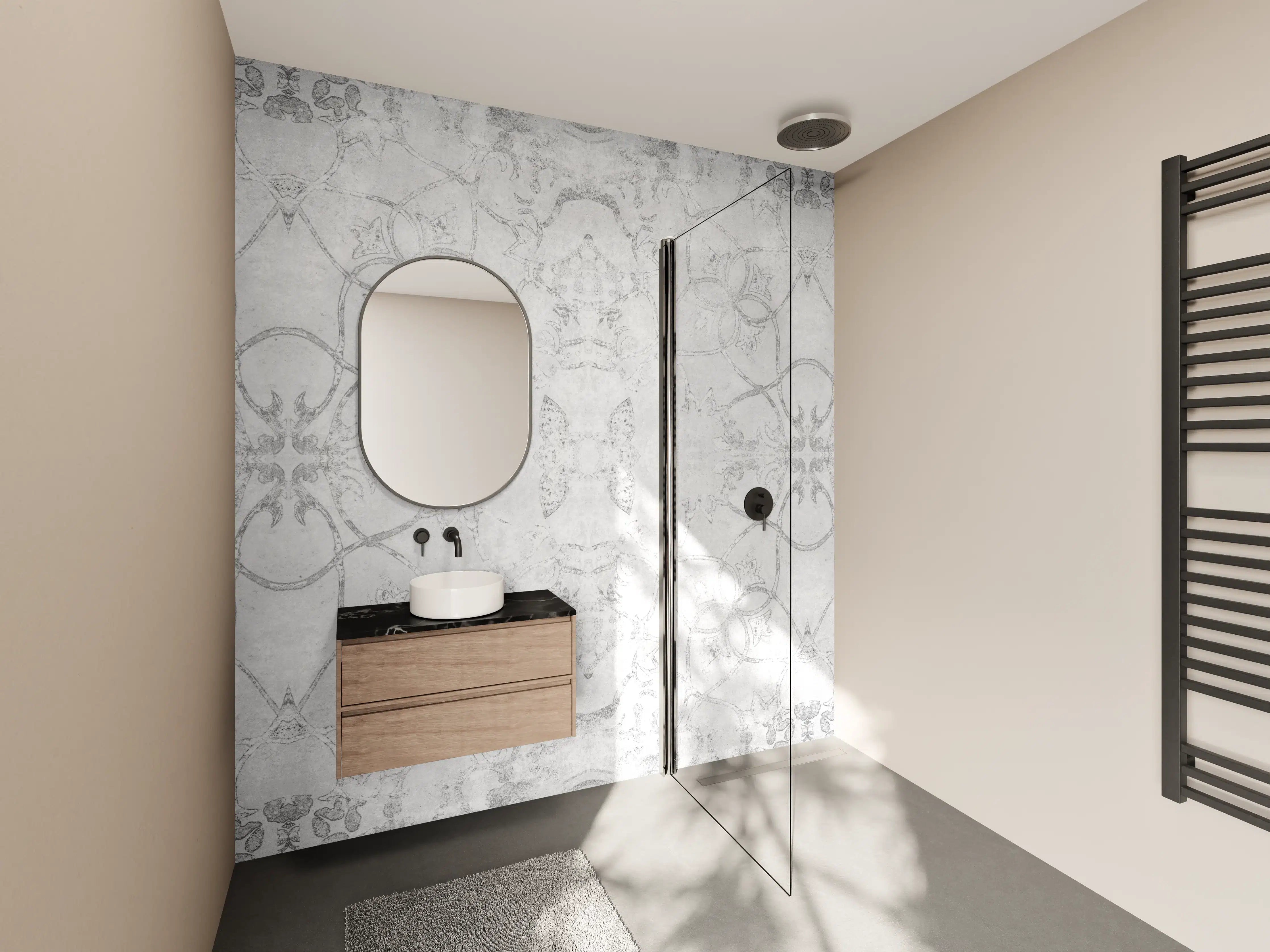 Wandverkleidung Bad - Abgenutzte weiße Tapetenmuster