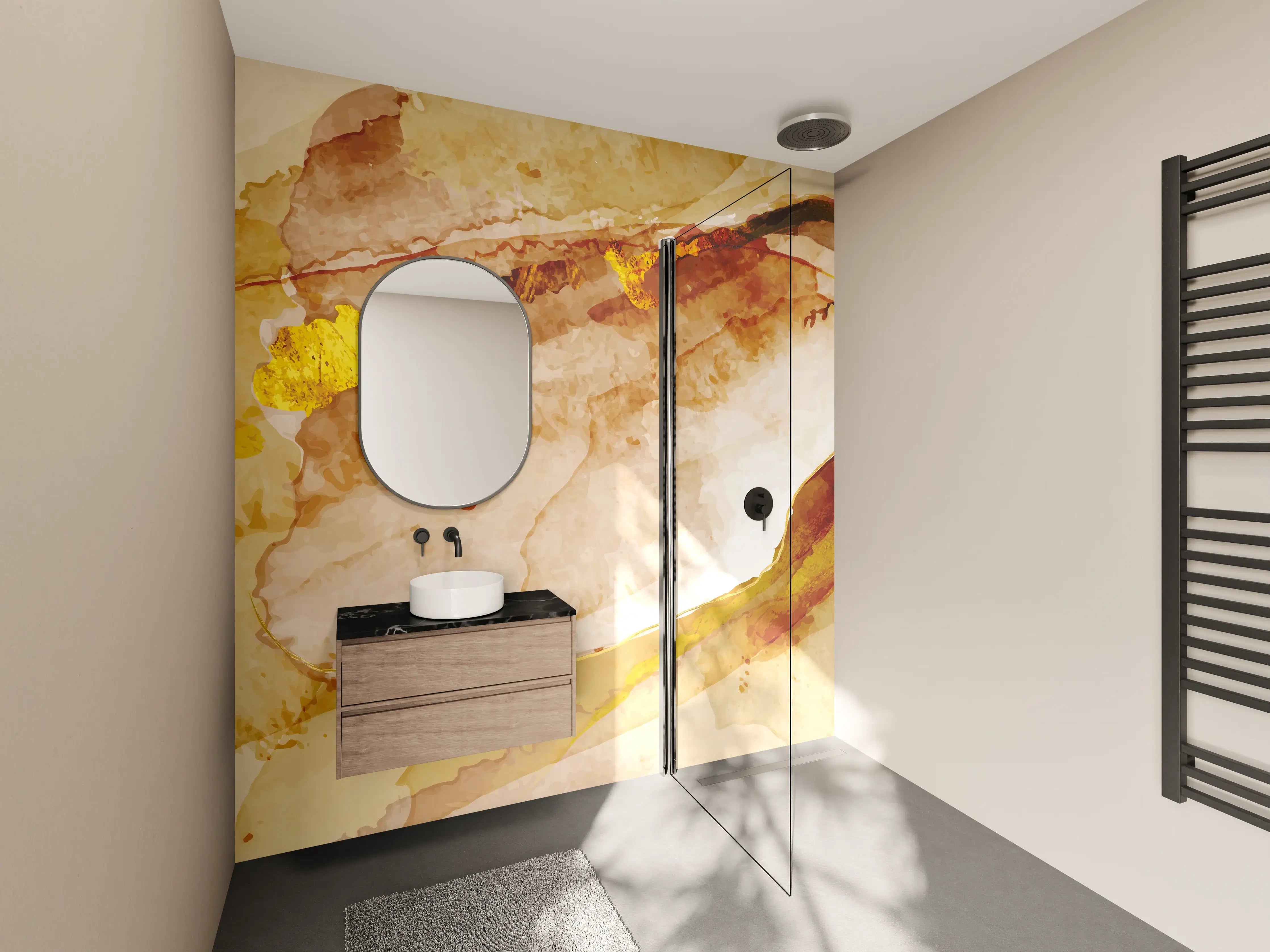 Wandverkleidung Bad - Abstrakte Aquarell Gold-Nuancen
