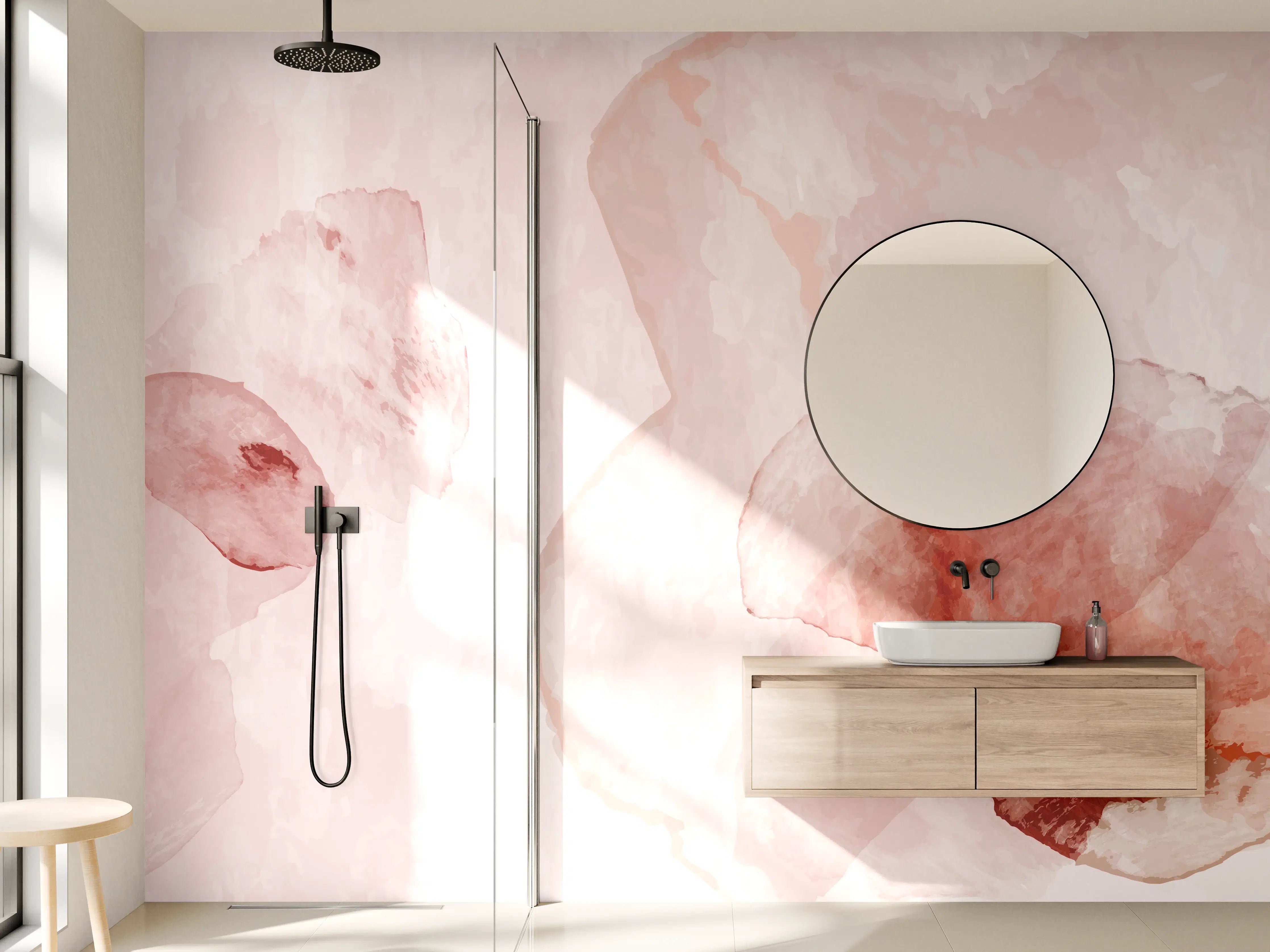 Wandverkleidung Bad - Abstrakte Aquarell Rosa Töne