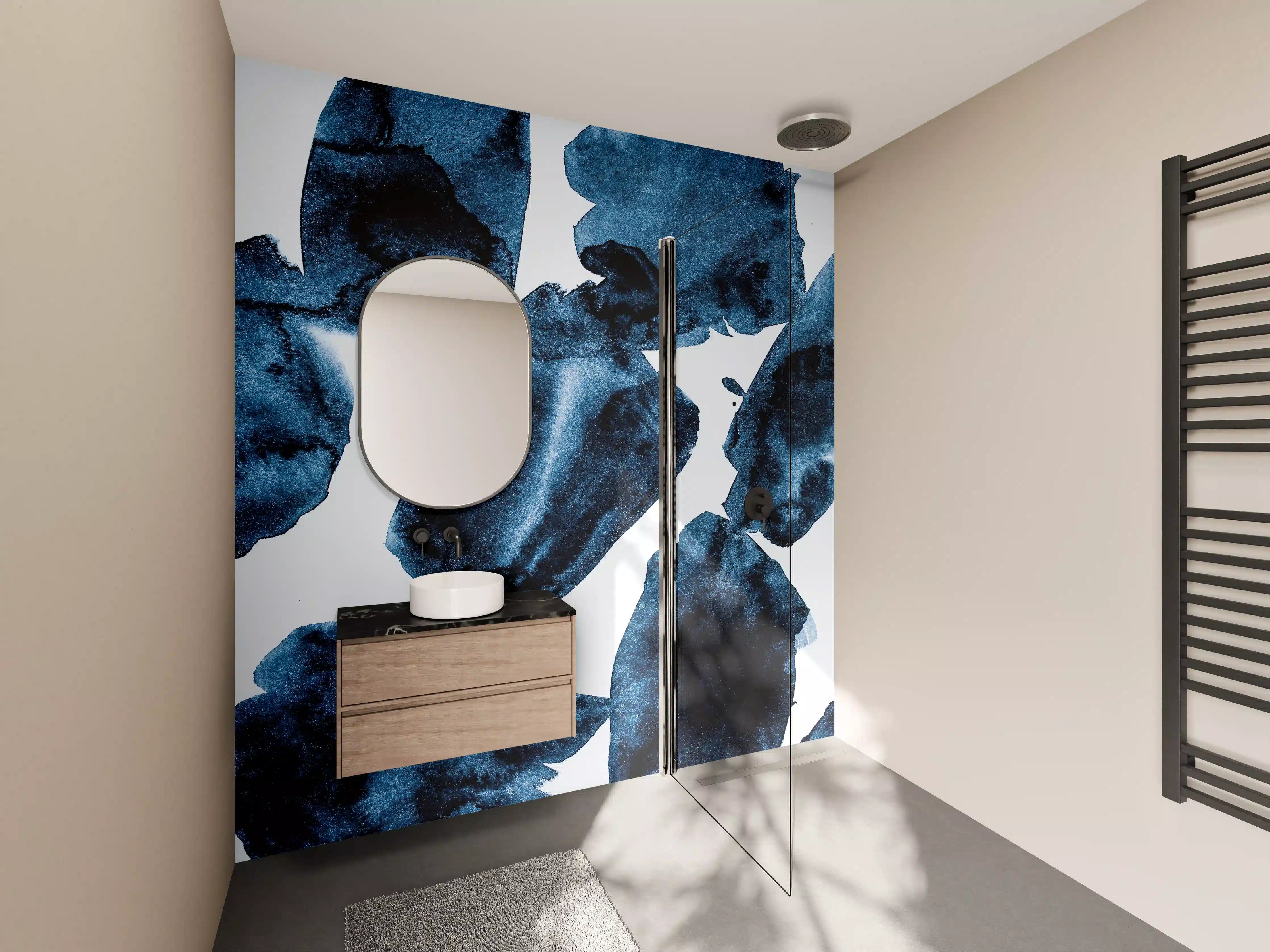 Wandverkleidung Bad - Abstrakte Blaue Wasserfarben