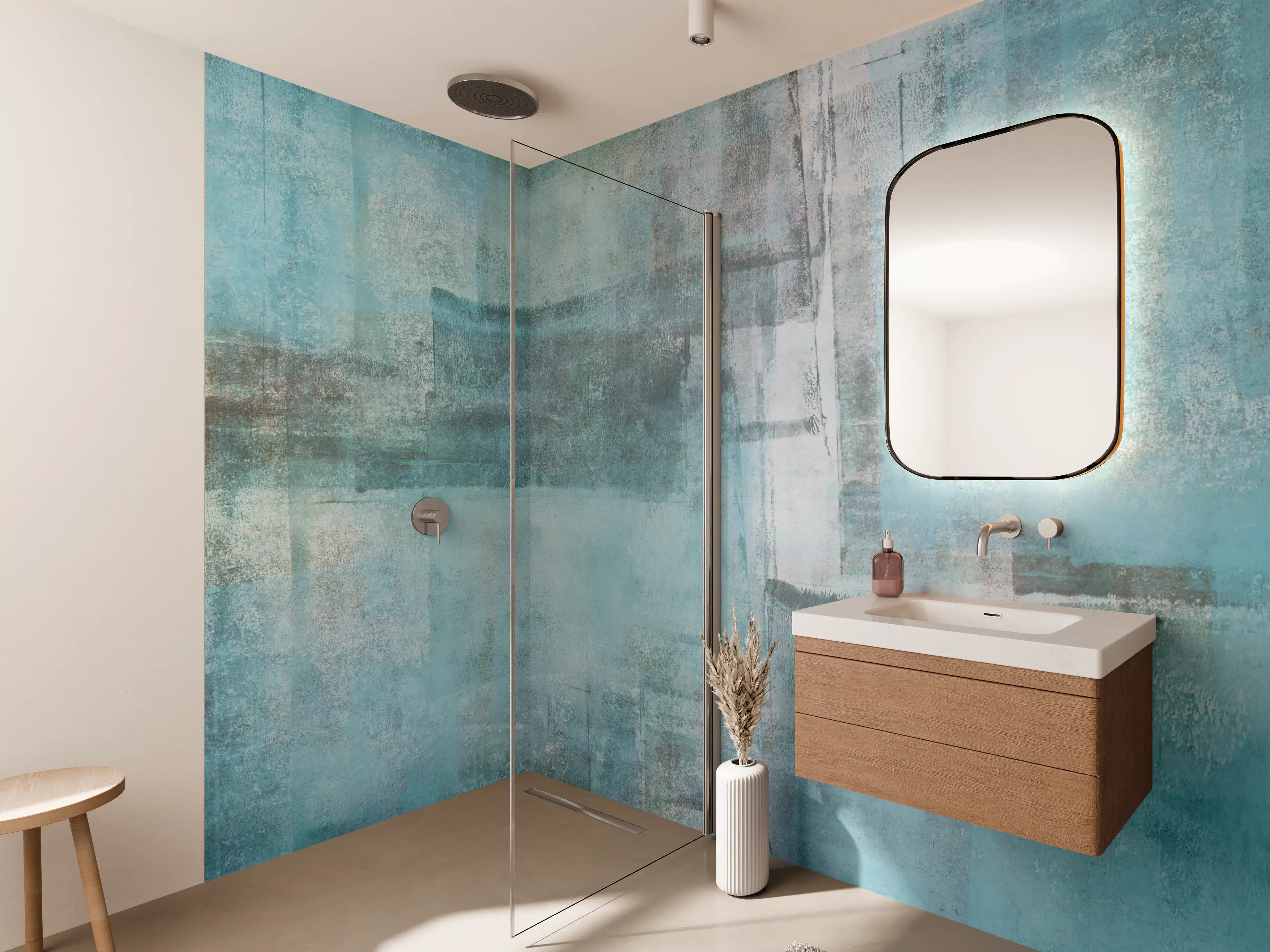 Wandverkleidung Bad - Abstrakte Grunge Textur in Blau