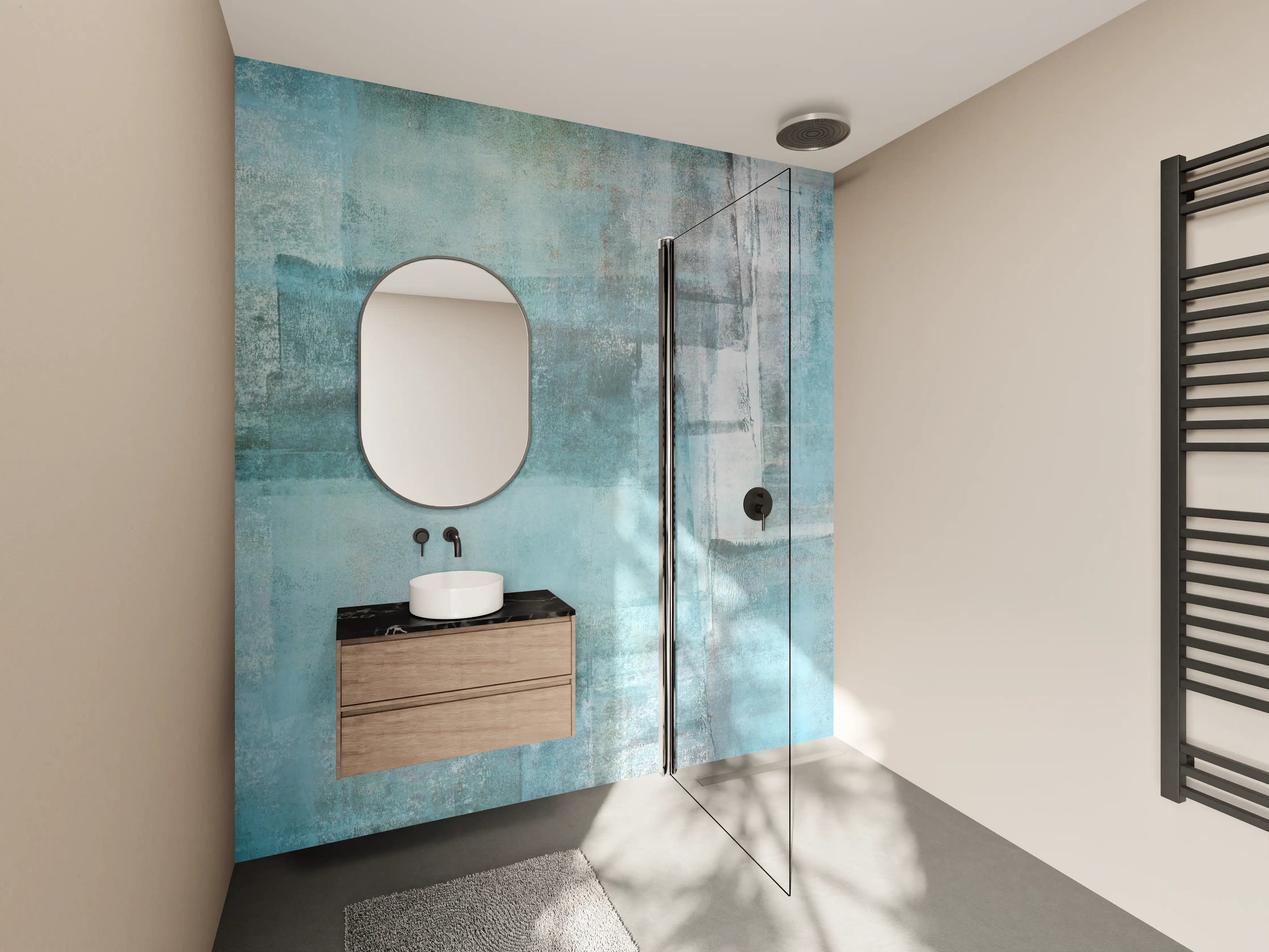 Wandverkleidung Bad - Abstrakte Grunge Textur in Blau