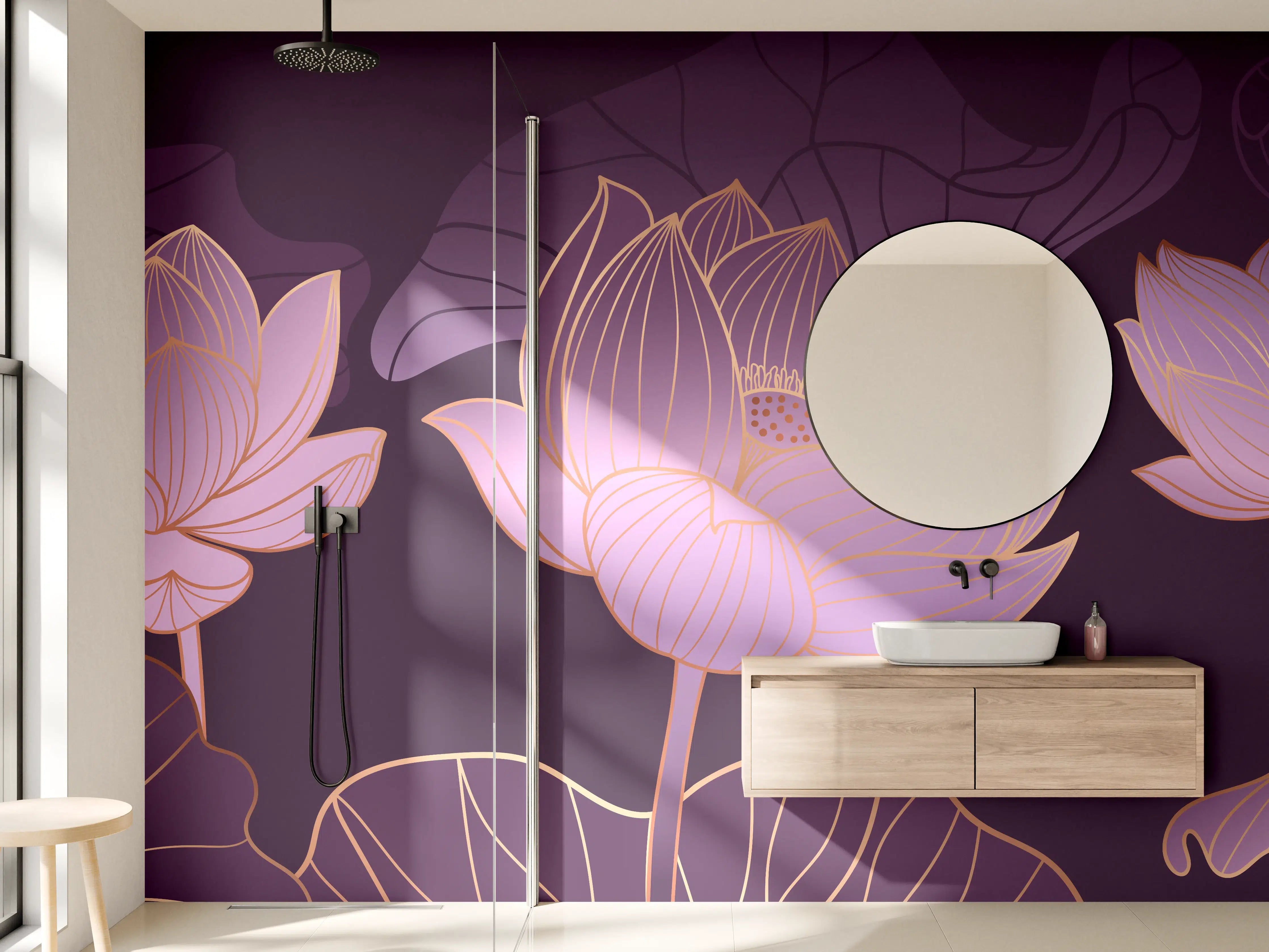 Wandverkleidung Bad - Abstrakte Lila Lotus Illustration