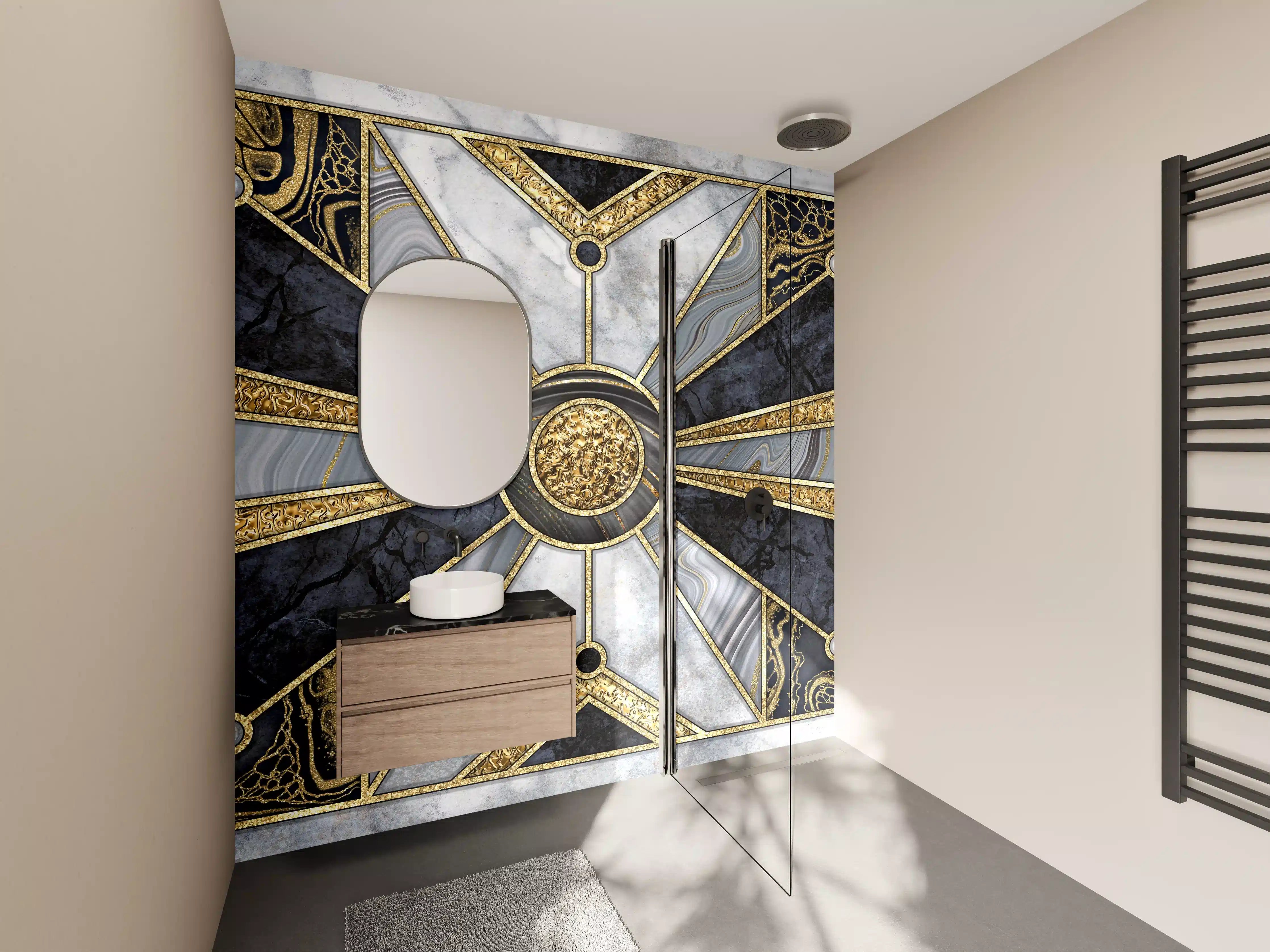 Wandverkleidung Bad - Abstrakte Marmor-Mosaik Wandfliesen