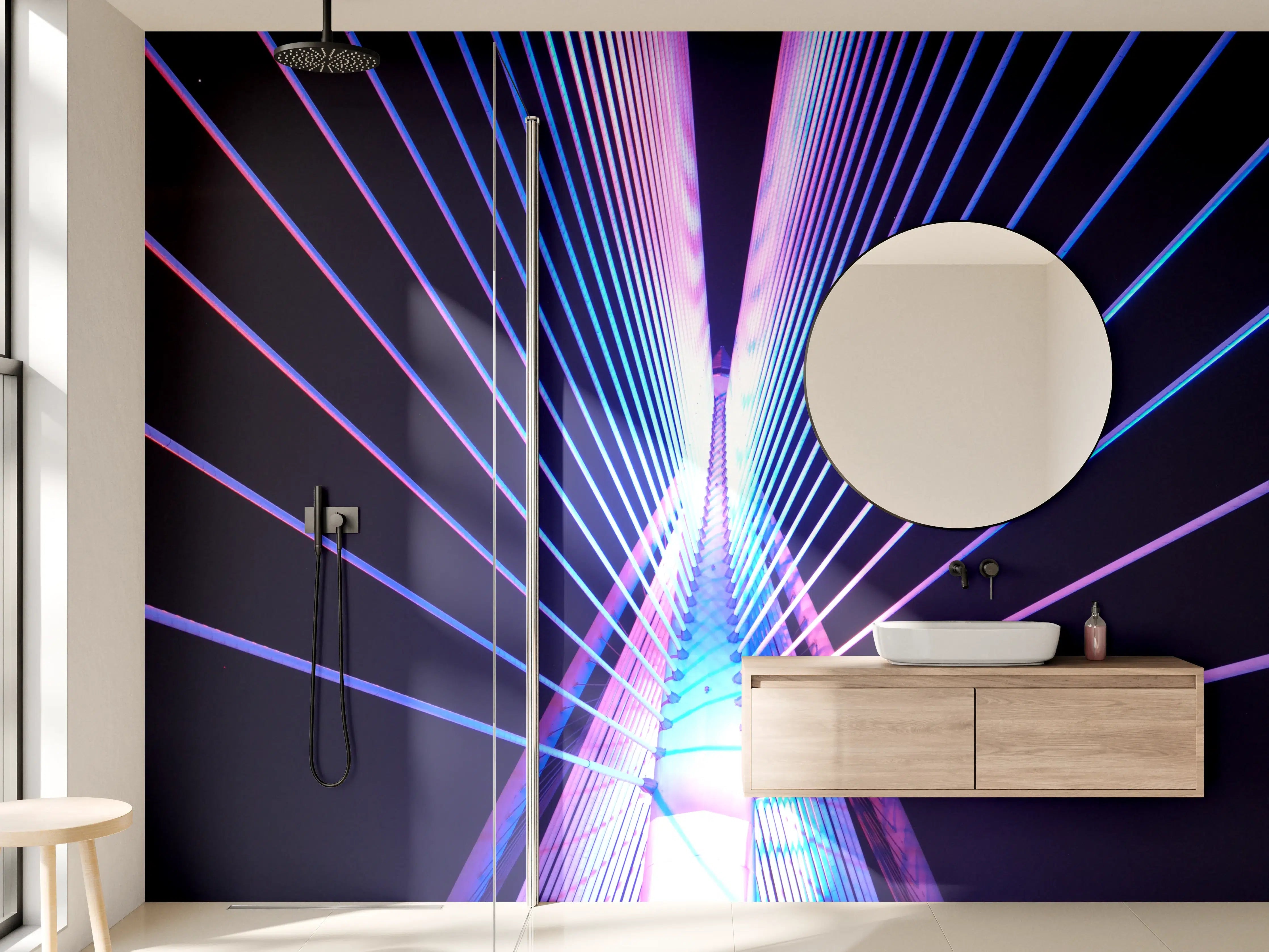 Wandverkleidung Bad - Abstrakte Neon Darstellung