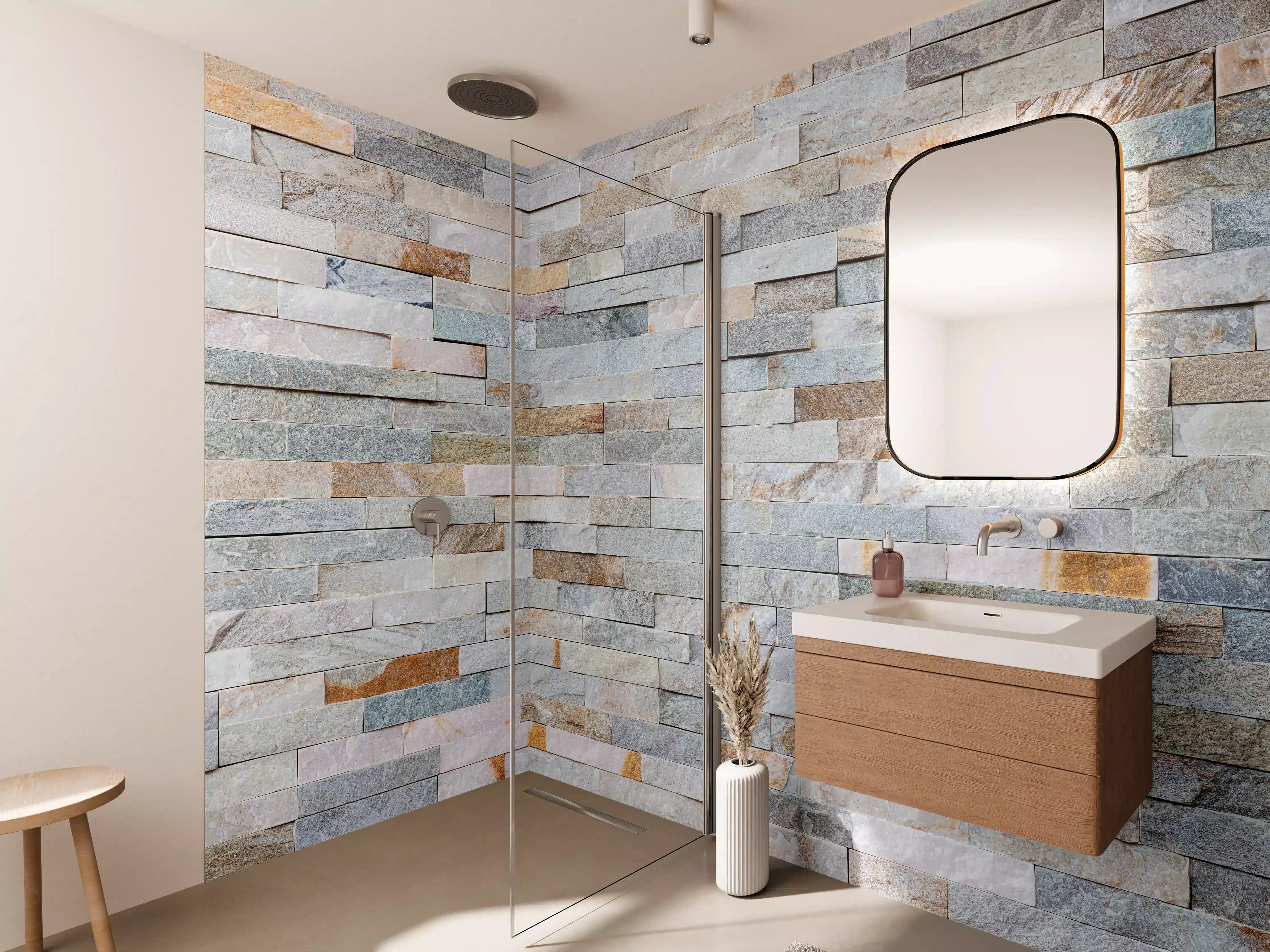 Wandverkleidung Bad - Abstrakte Steinwandmuster