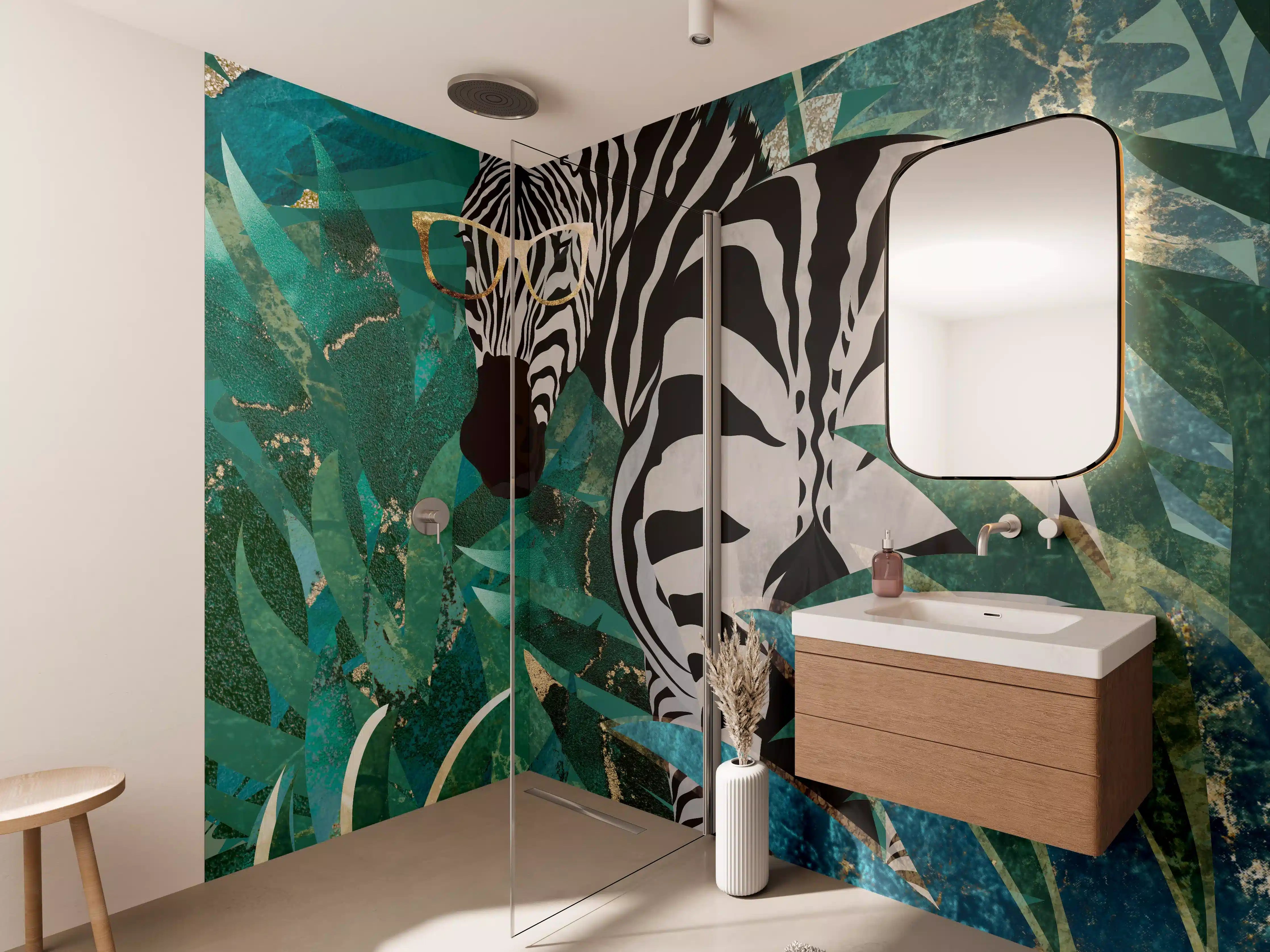 Wandverkleidung Bad - Abstrakte Zebra Malerei