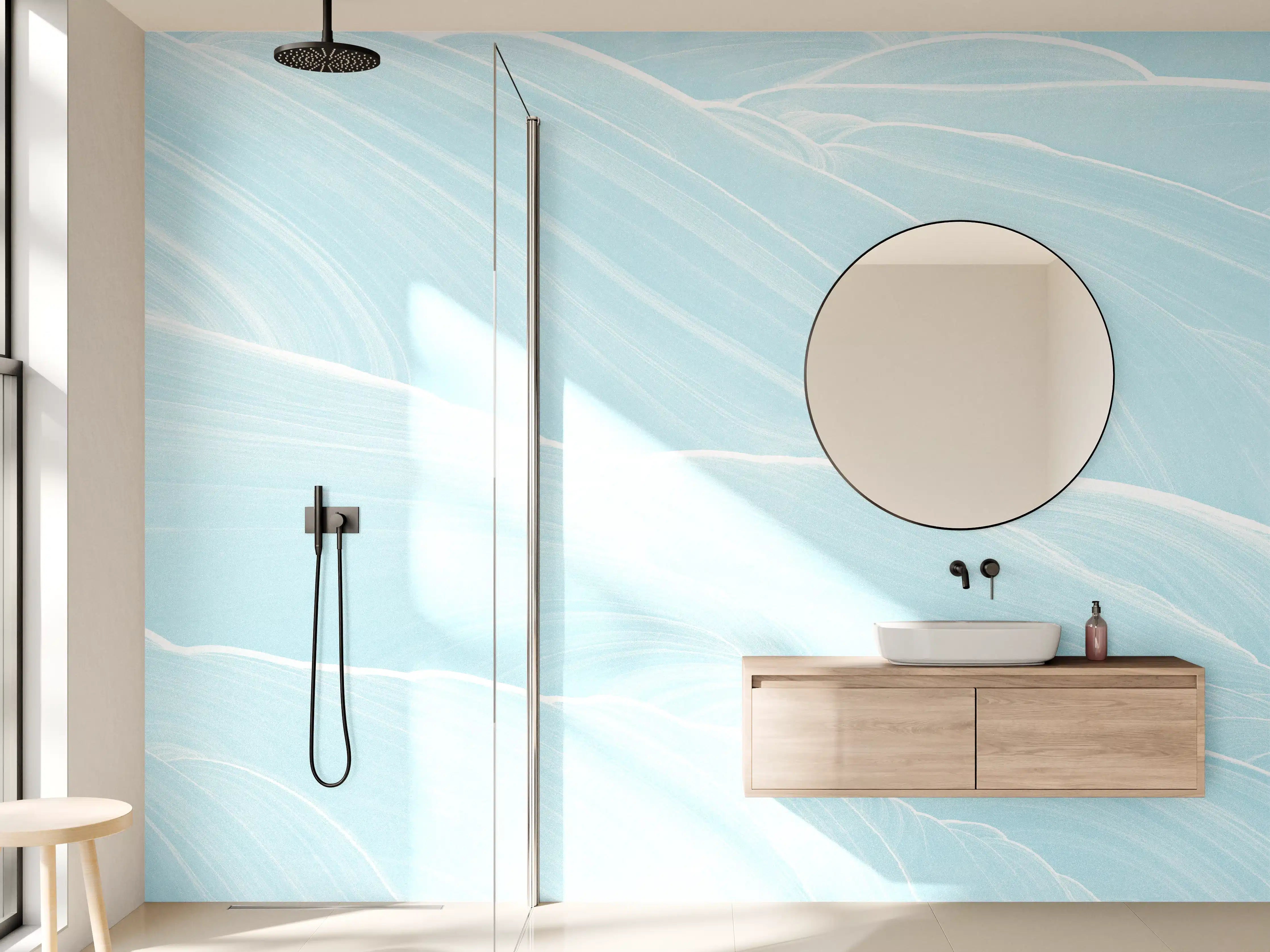 Wandverkleidung Bad - Abstrakte blaue Wellen Muster