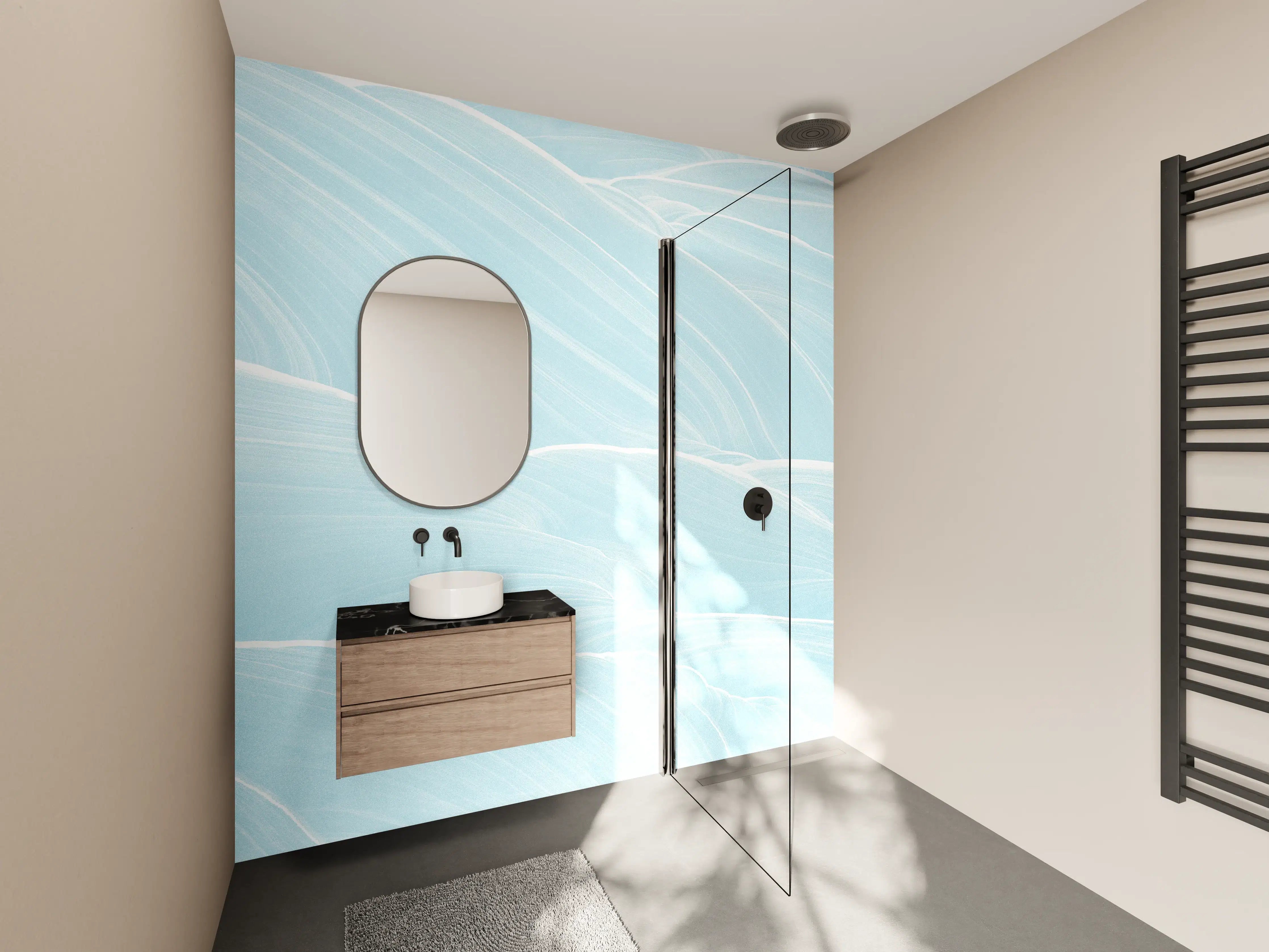 Wandverkleidung Bad - Abstrakte blaue Wellen Muster