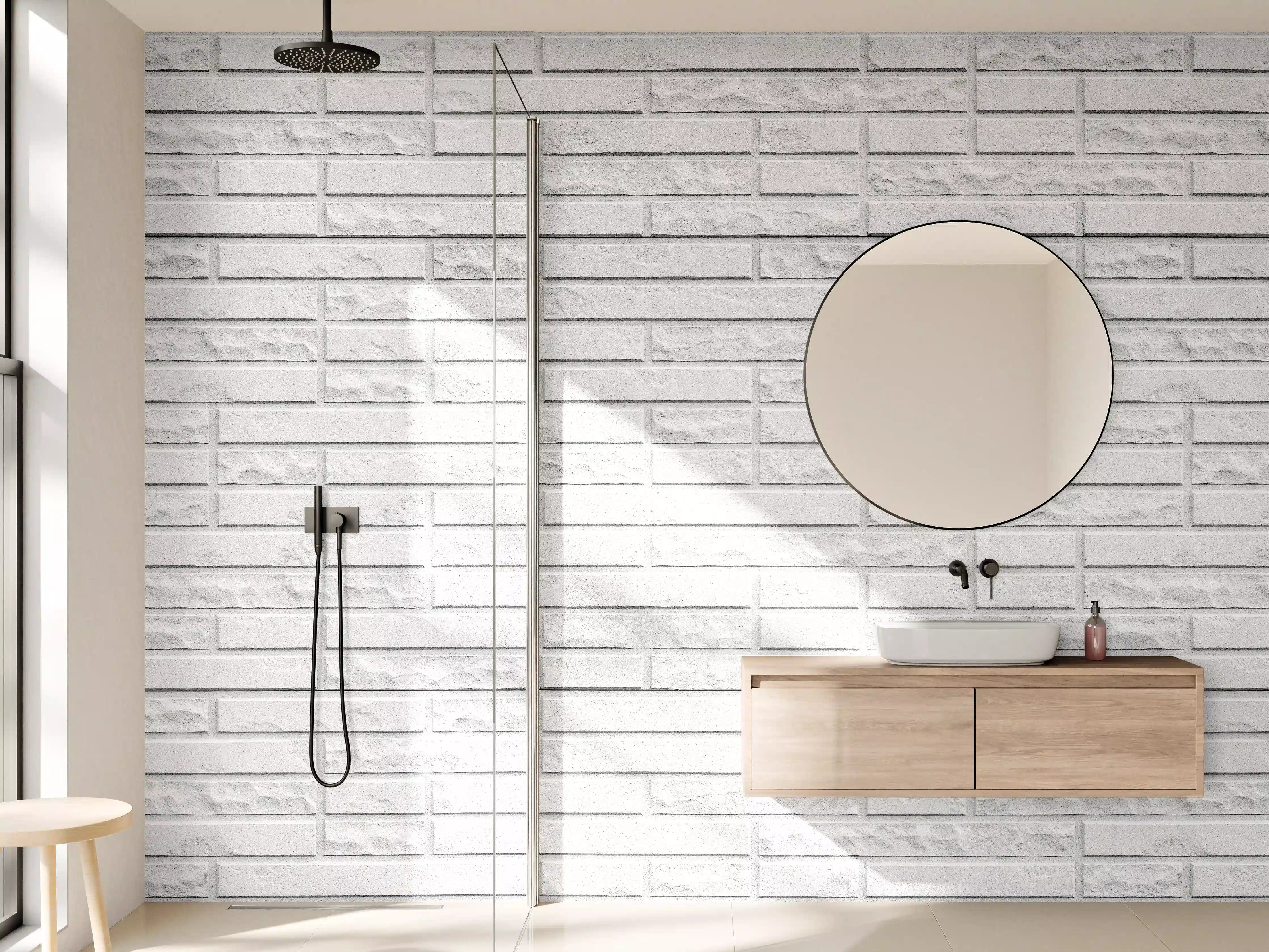 Wandverkleidung Bad - Abstrakte weiße Backsteinmauer