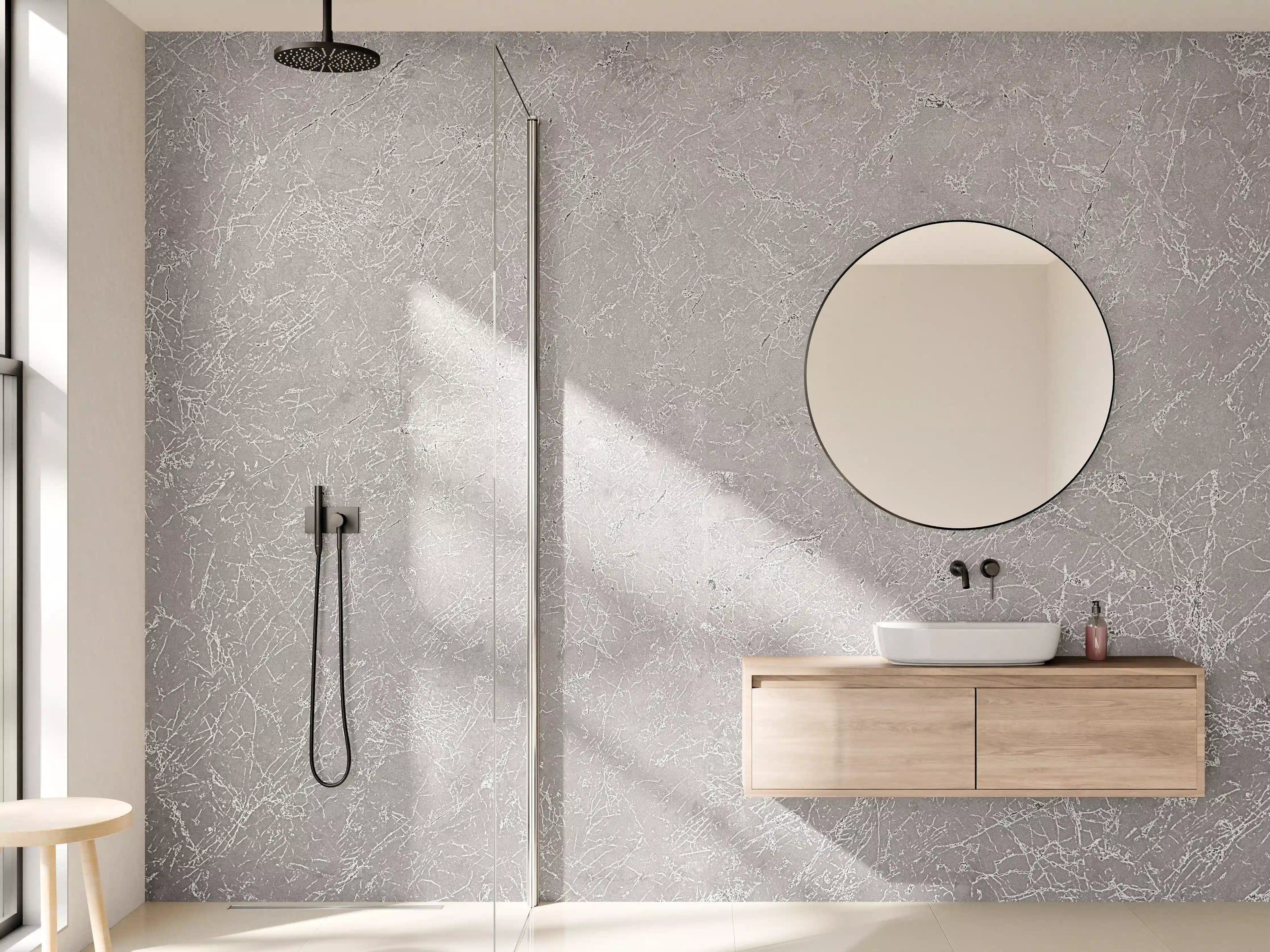 Wandverkleidung Bad - Abstrakter Silbermarmor