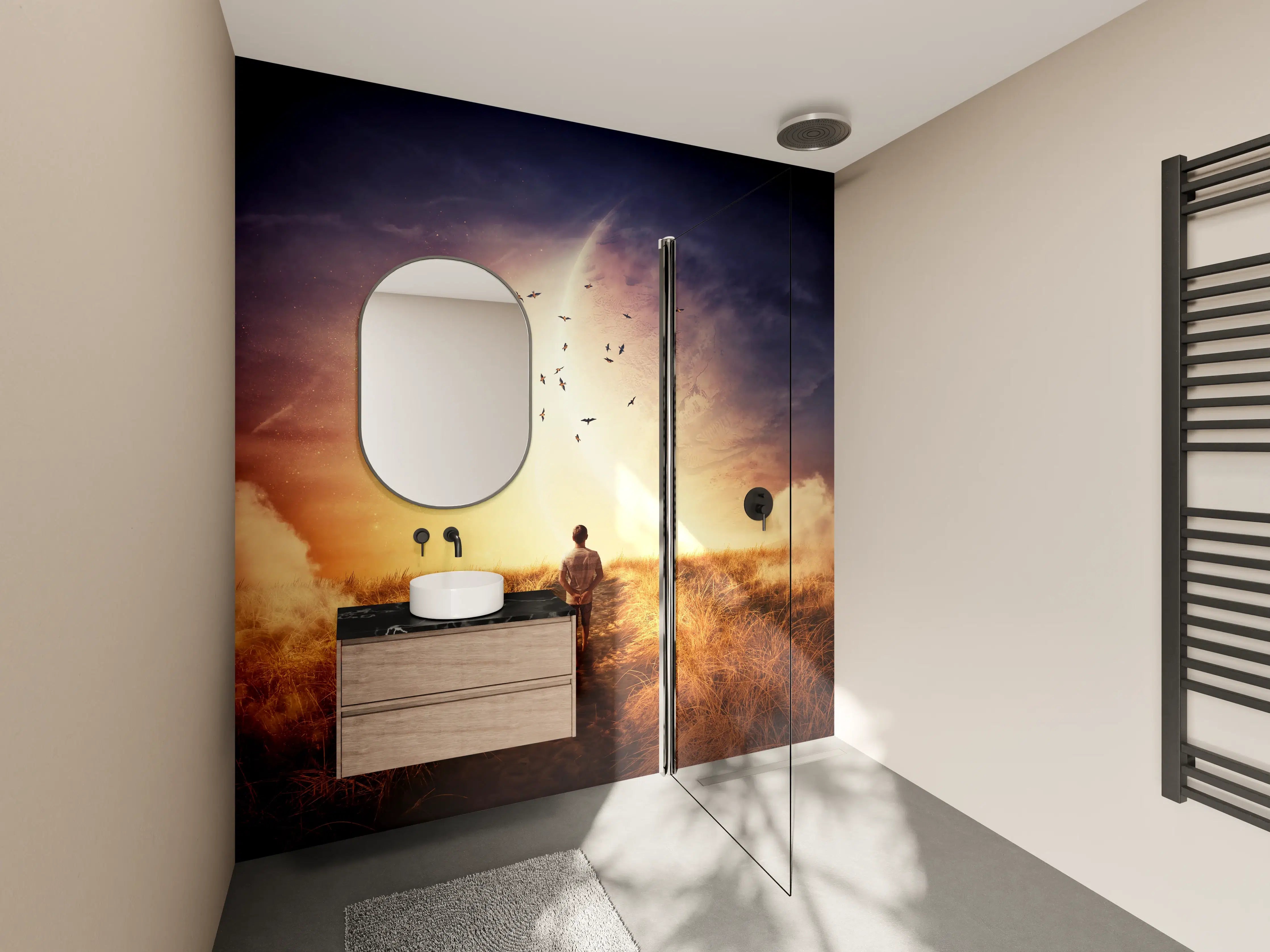 Wandverkleidung Bad - Abstrakter kosmischer Ausblick