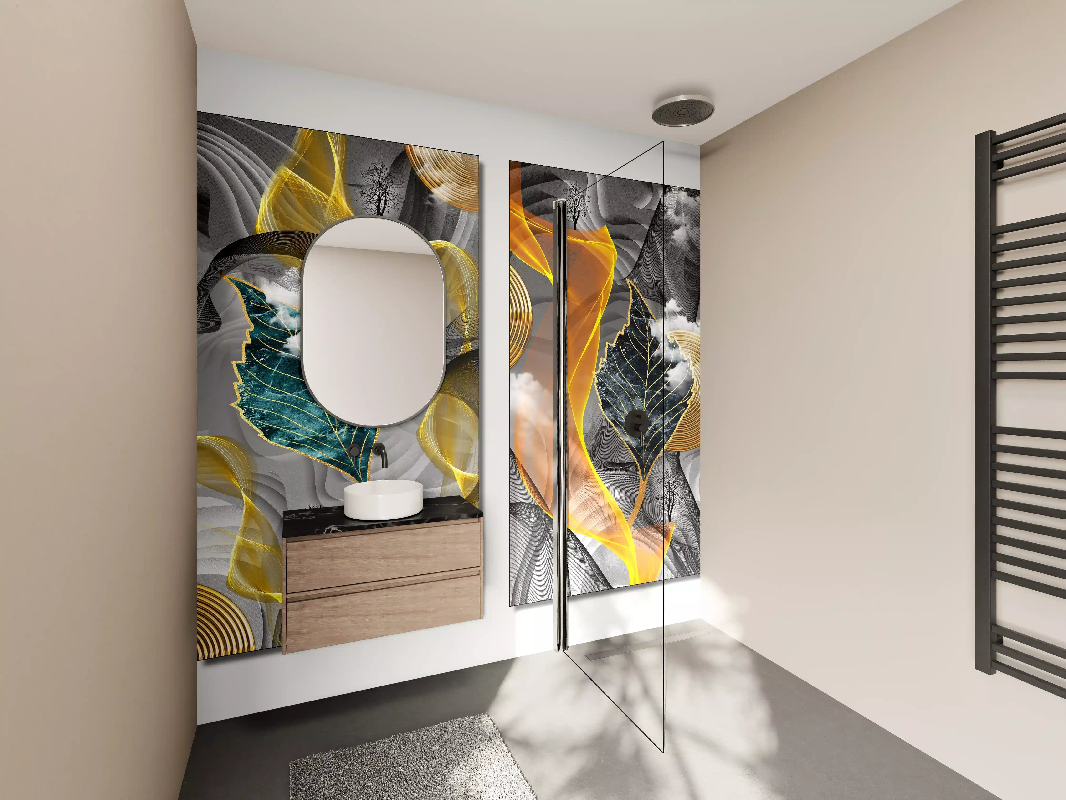 Wandverkleidung Bad - Abstraktes 3D Design