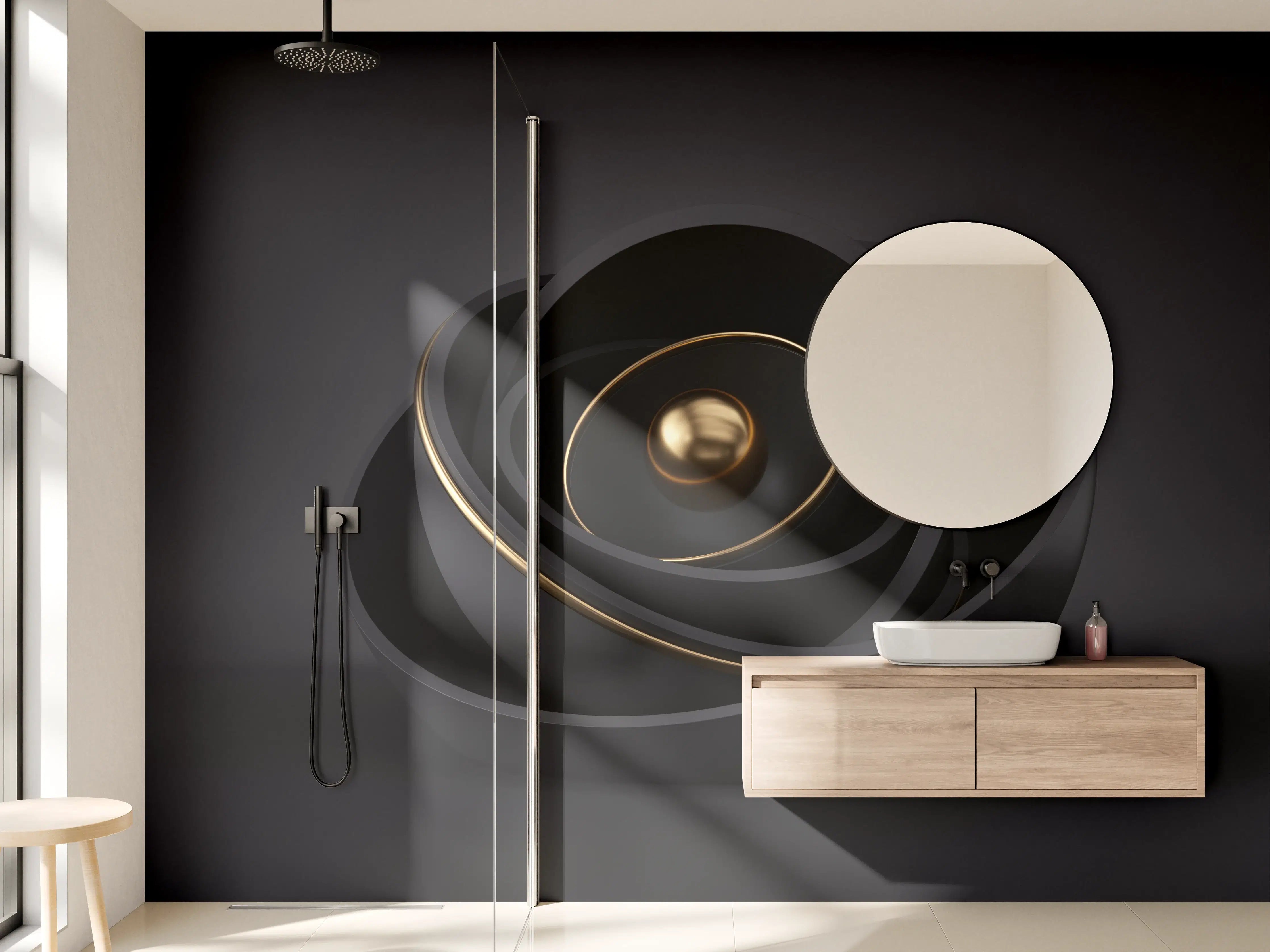 Wandverkleidung Bad - Abstraktes 3D-Design einer Muschel