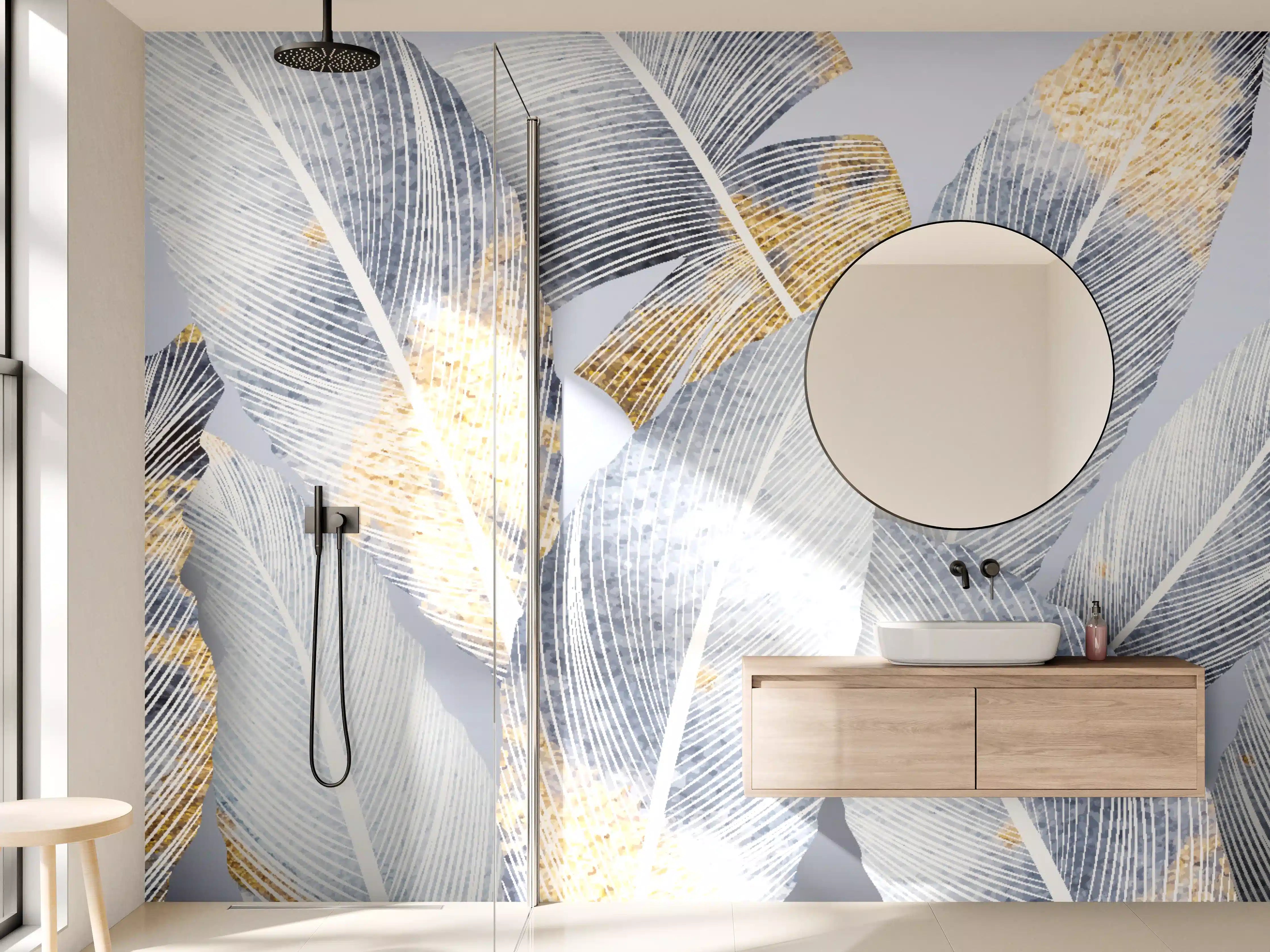 Wandverkleidung Bad - Abstraktes Blattgold-Design