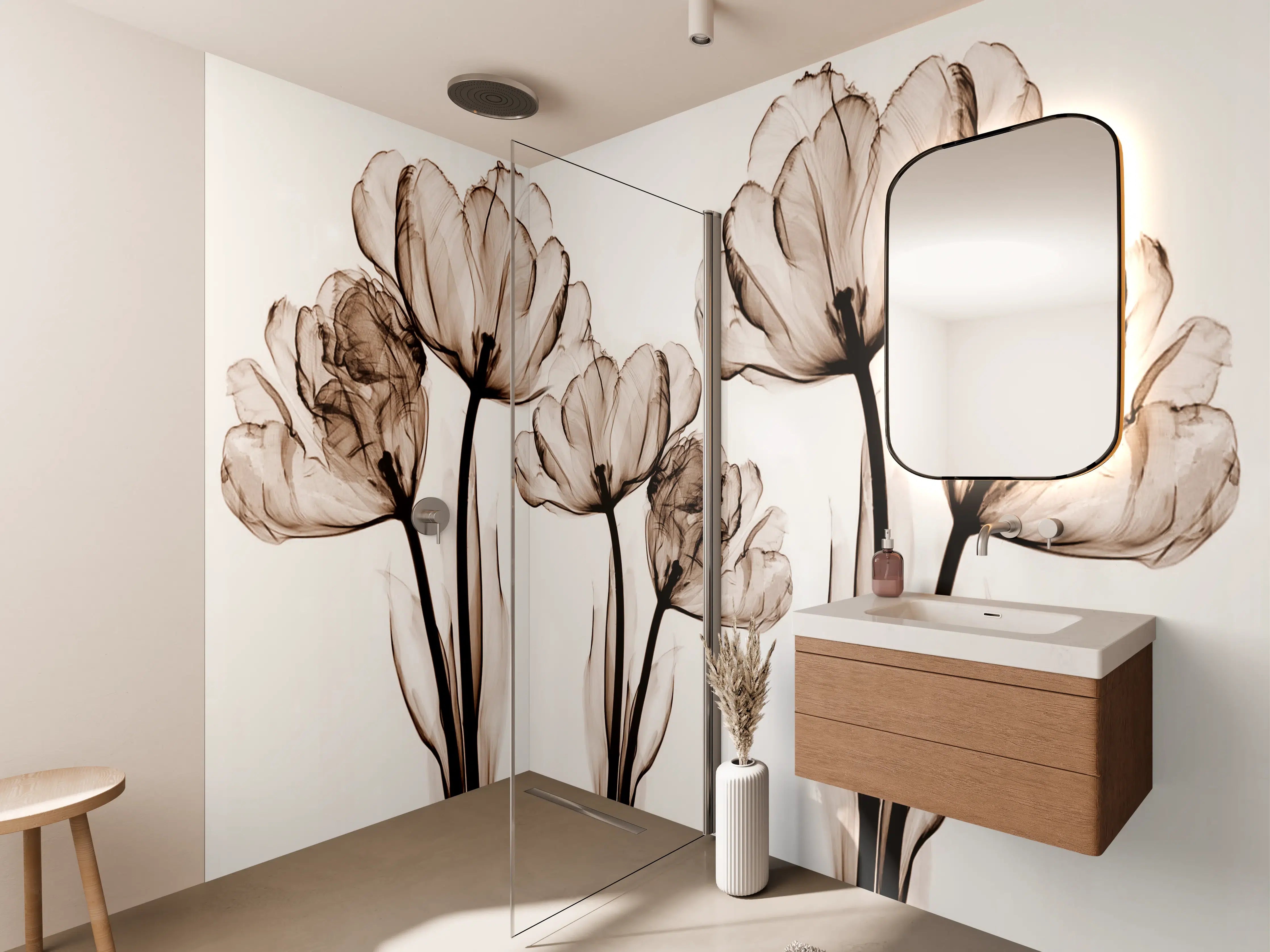Wandverkleidung Bad - Abstraktes Blumendesign