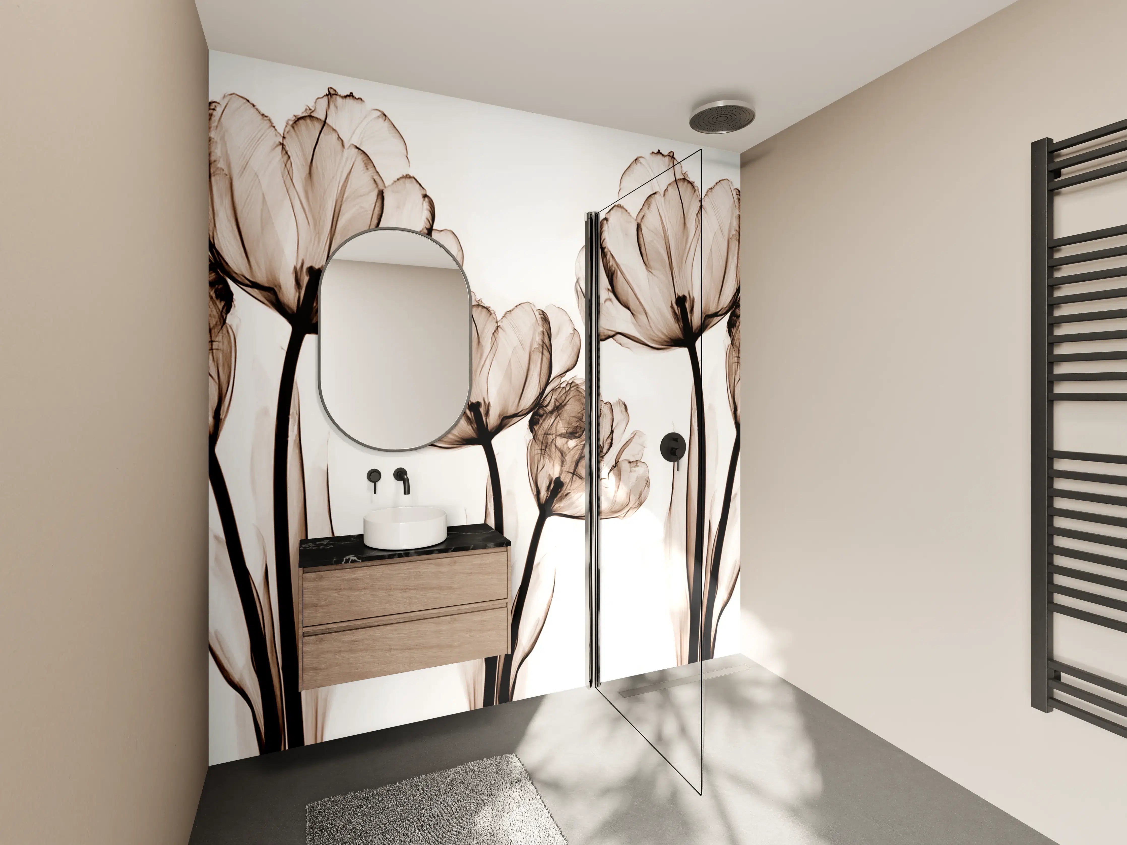 Wandverkleidung Bad - Abstraktes Blumendesign