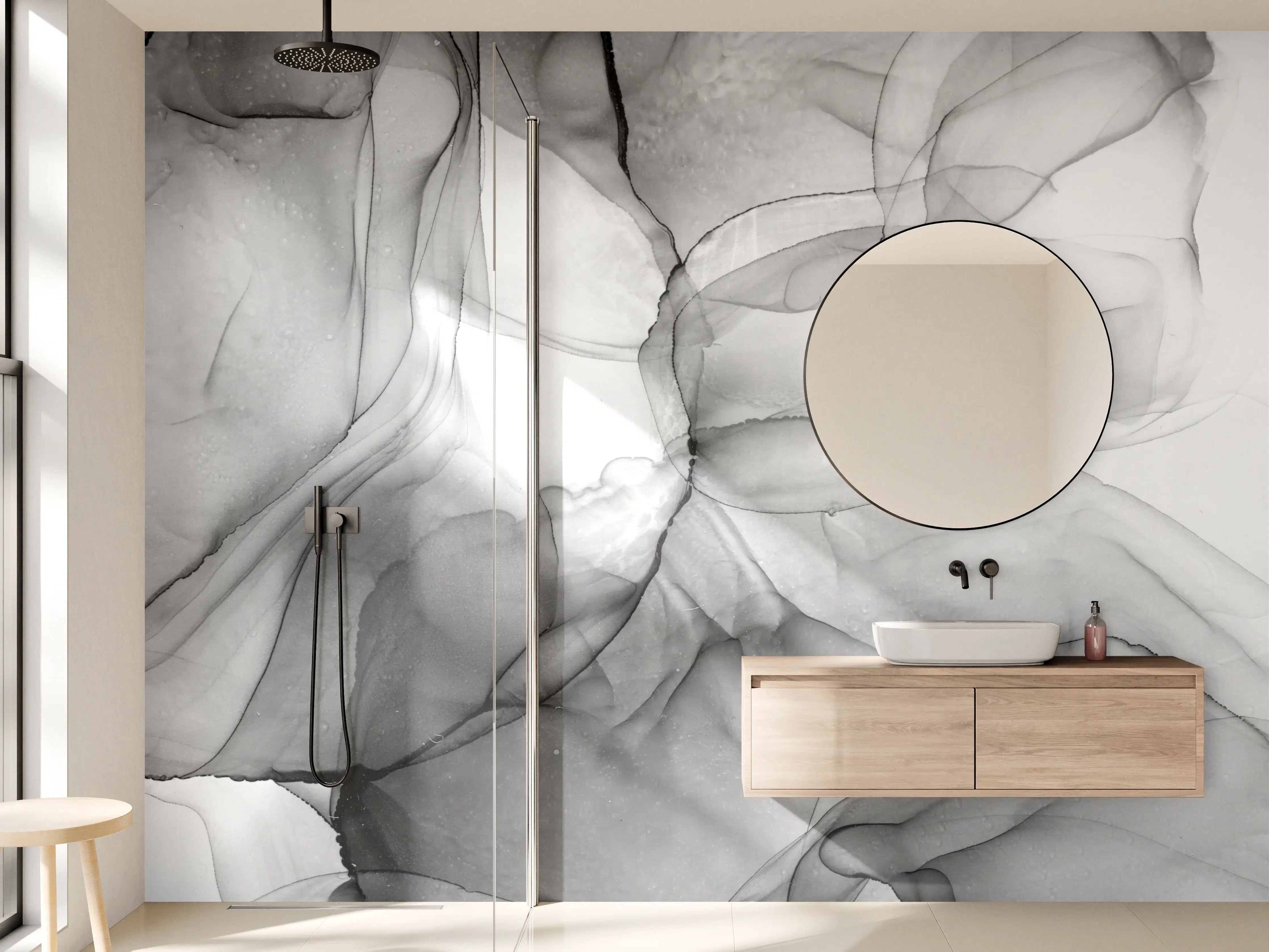 Wandverkleidung Bad - Abstraktes Marmor Tinten Design