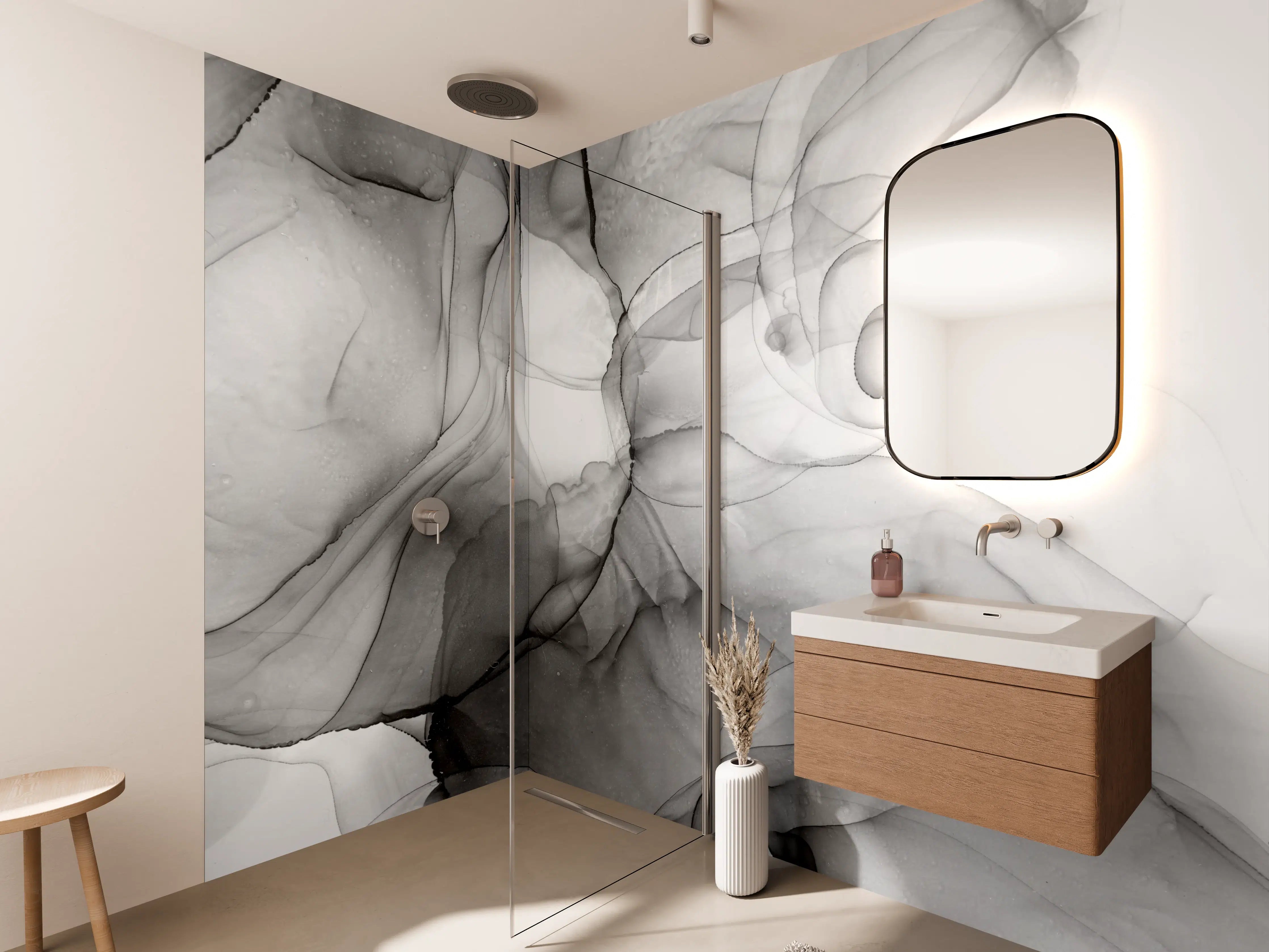 Wandverkleidung Bad - Abstraktes Marmor Tinten Design