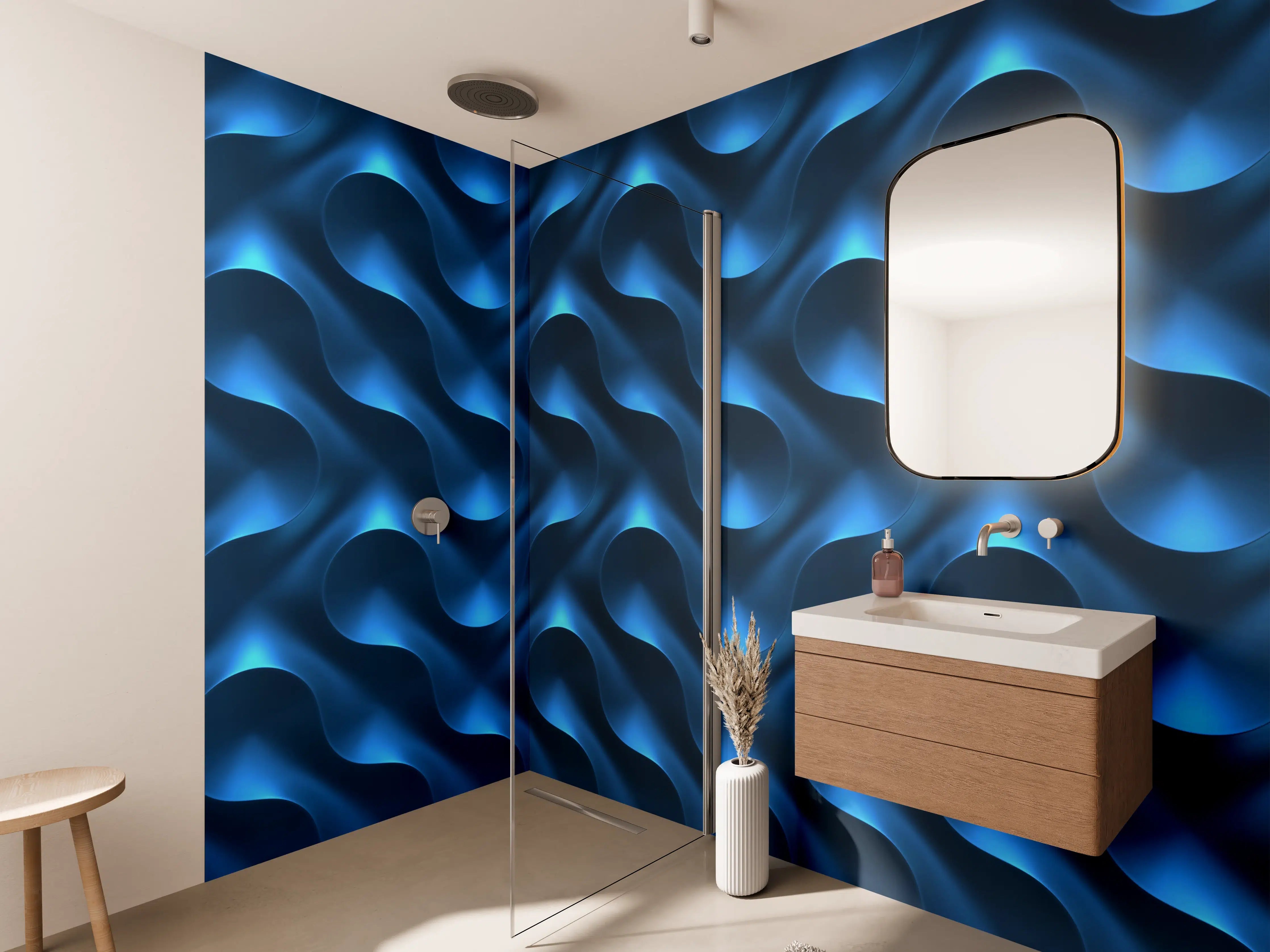 Wandverkleidung Bad - Abstraktes Wellen Muster