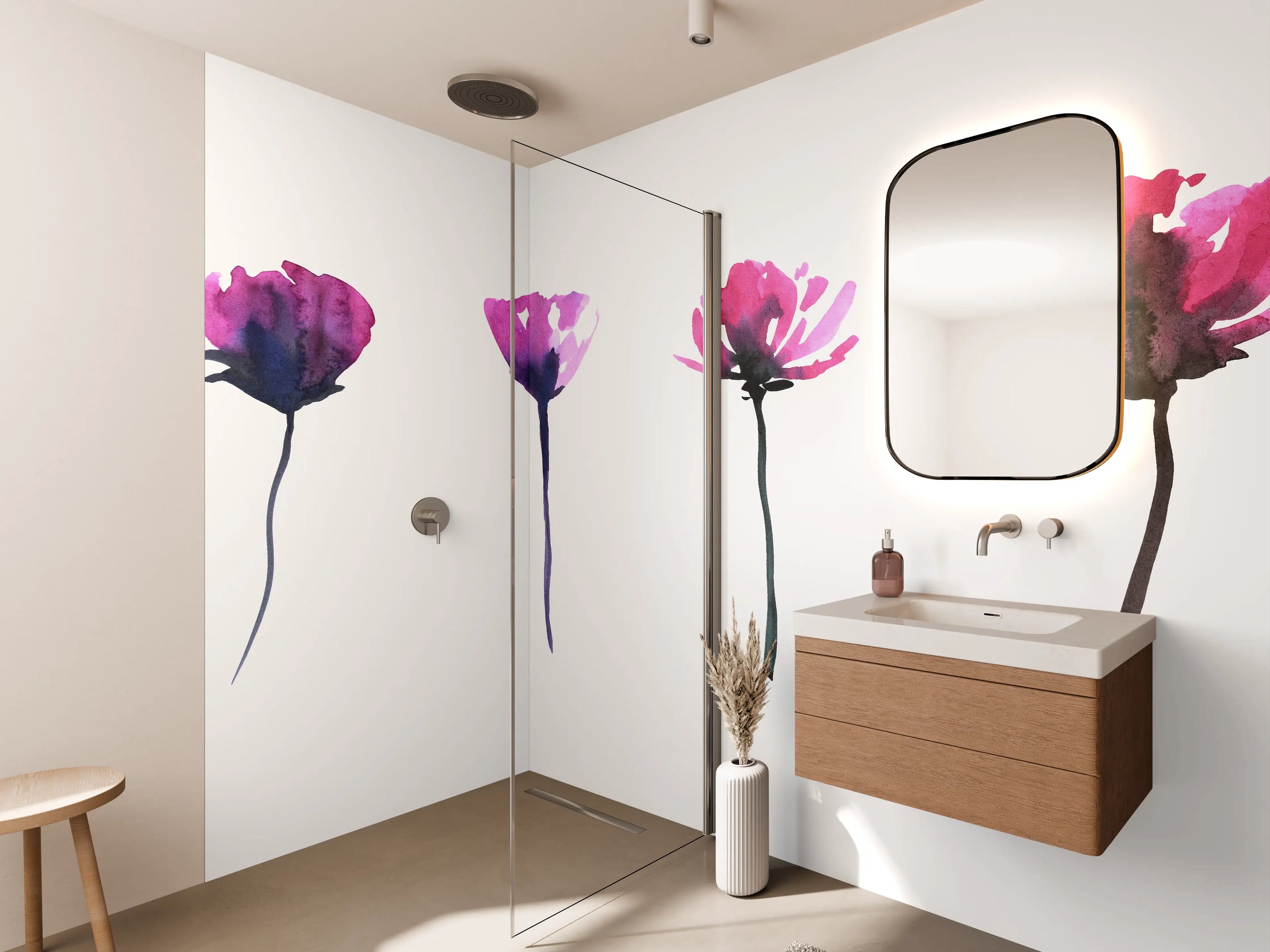 Wandverkleidung Bad - Abstraktes modernes Blumenset